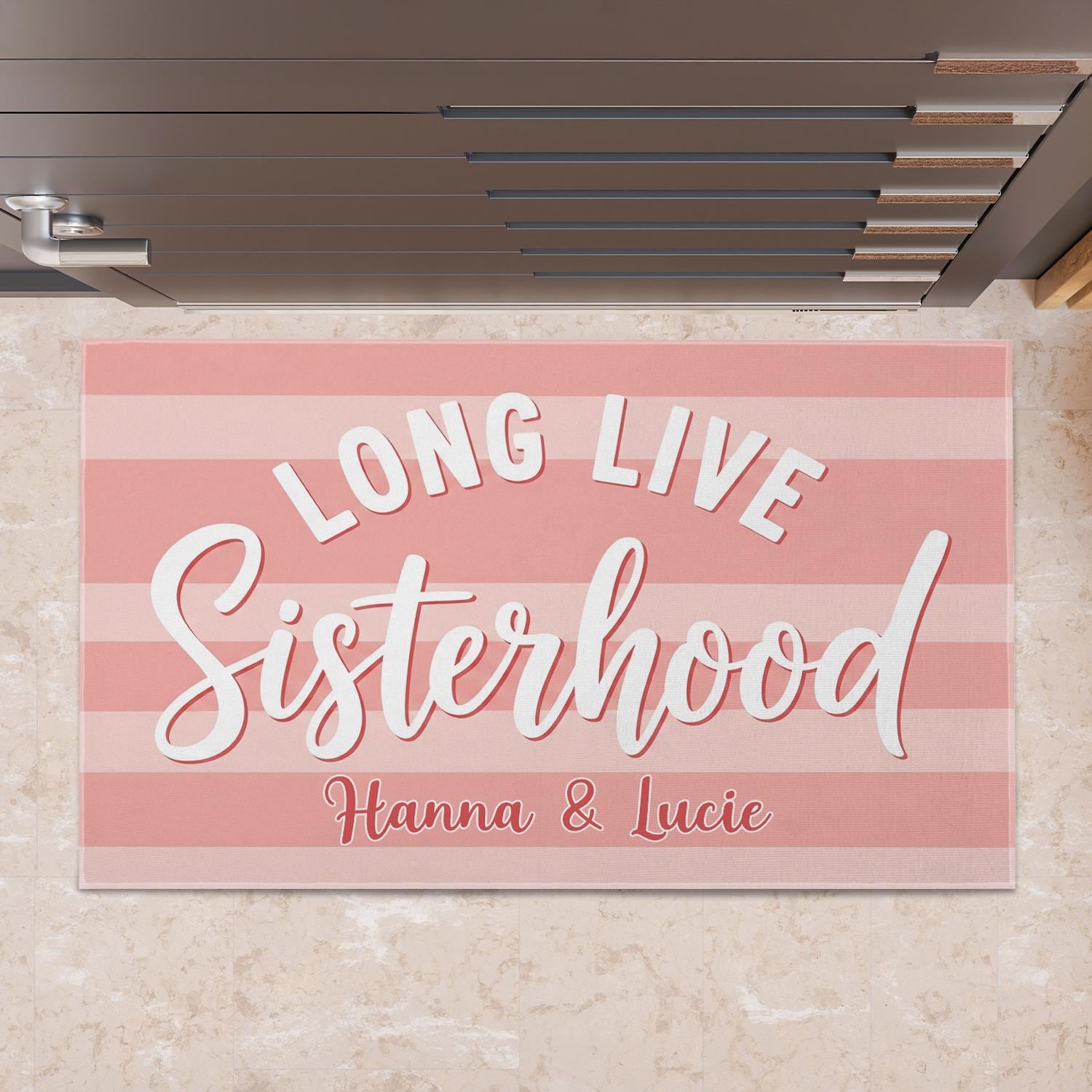 Personalized Sisterhood Doormat | Custom Name Rug Gift for Sisters & Friends | Long Live Sisterhood Mat | Sorority Dorm Room Decor