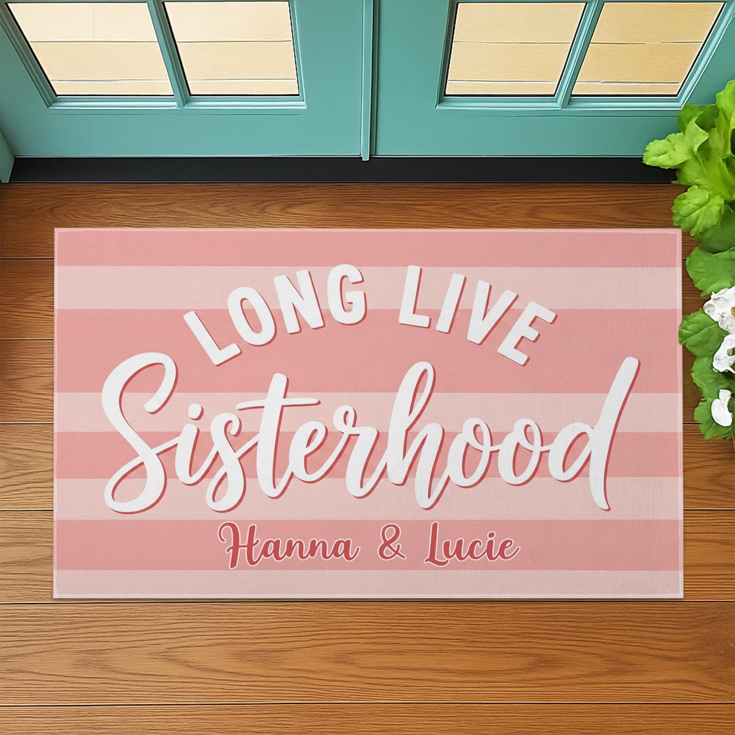 Personalized Sisterhood Doormat | Custom Name Rug Gift for Sisters & Friends | Long Live Sisterhood Mat | Sorority Dorm Room Decor