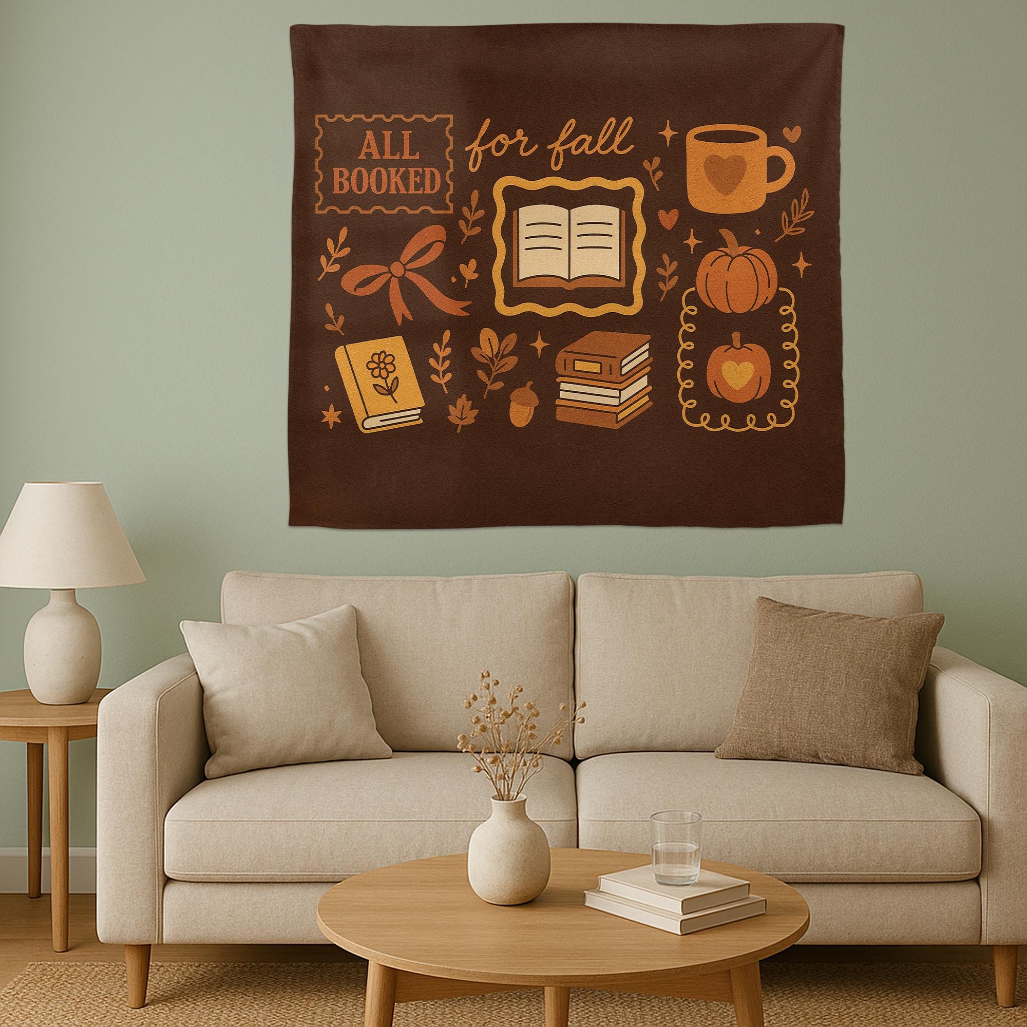Autumn Book Tapestry: Cozy Fall Reading Nook Decor