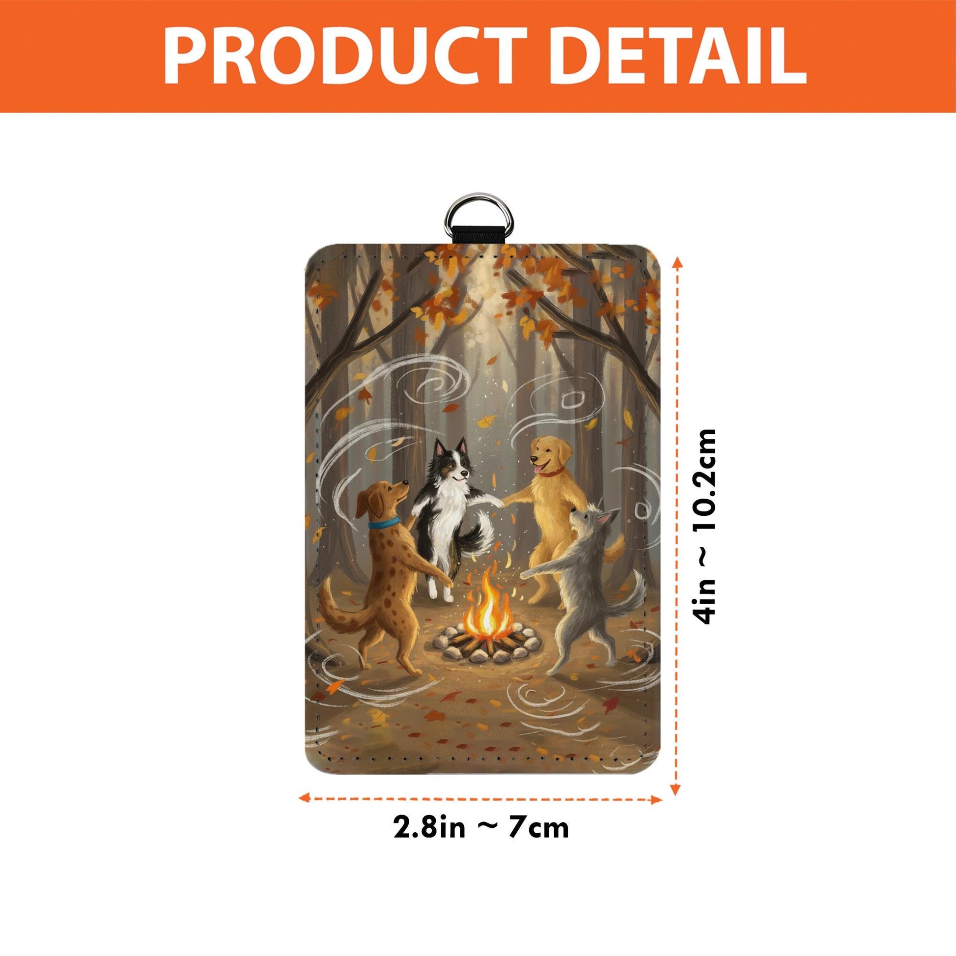 Dog Lover Lanyard, Campfire ID Holder, Golden Retriever, Border Collie, Autumn Forest Accessory, Fall Dog Mom Gift, Cute Pet Badge Holder