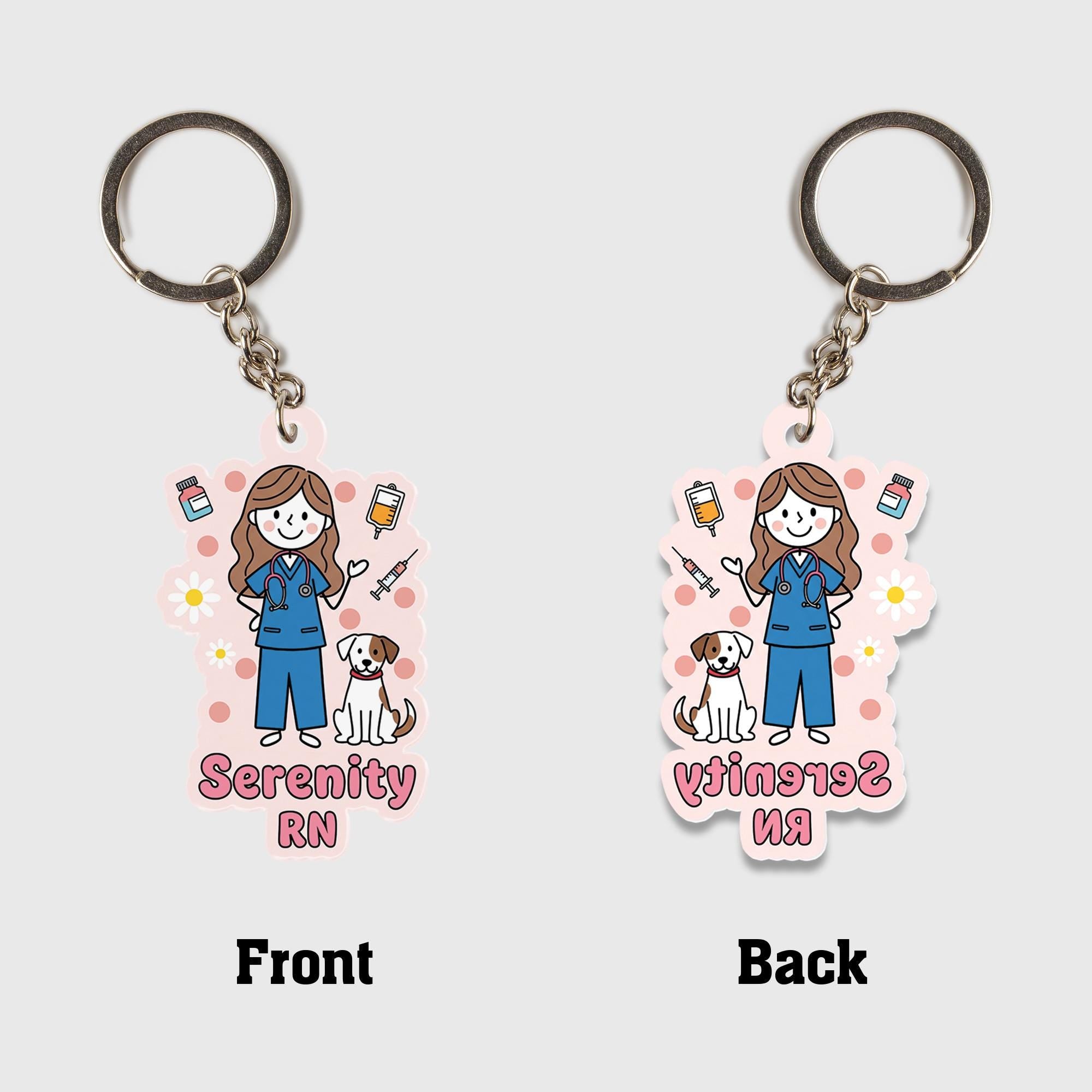 Custom Nurse Keychain: Personalized RN Gift, Acrylic Charm