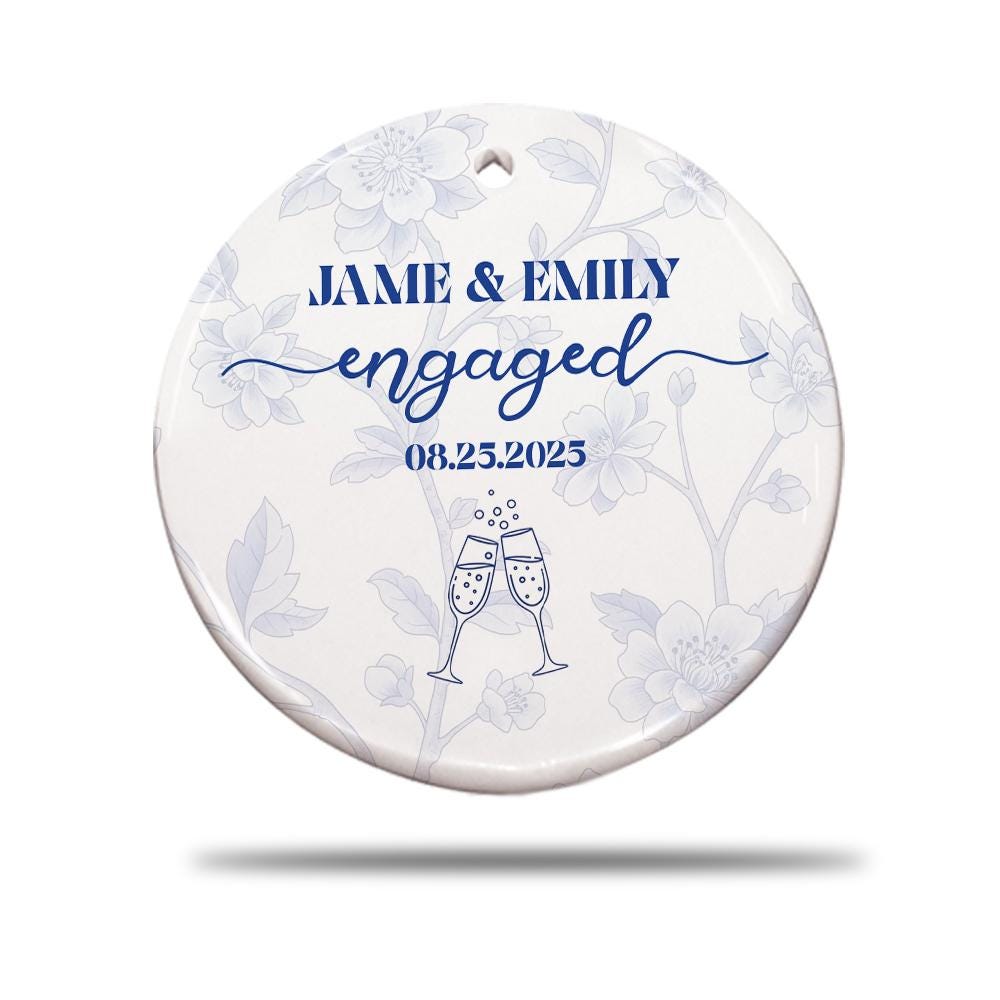 Engaged Ornament, Personalized Engagement Gift, Custom Engaged Christmas Ornament, Our First Christmas, Engaged Couple Gift