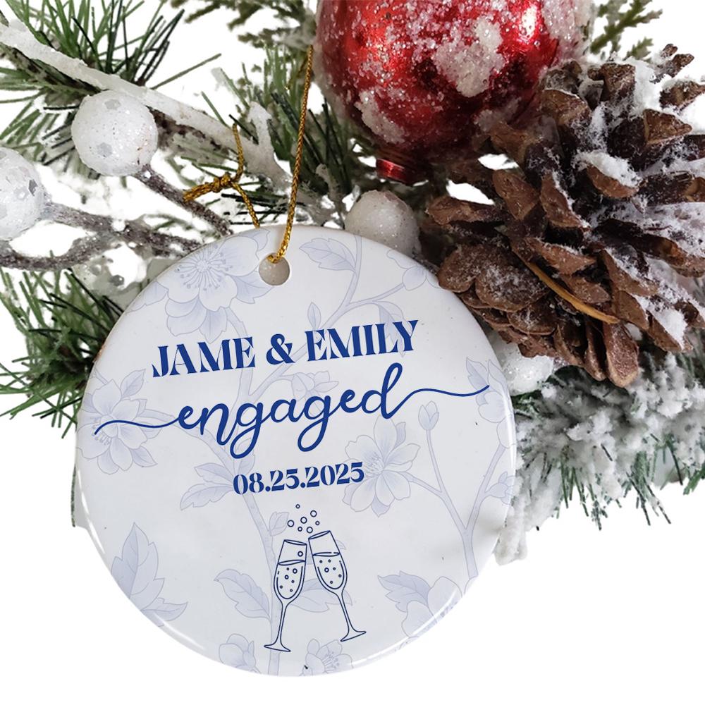 Engaged Ornament, Personalized Engagement Gift, Custom Engaged Christmas Ornament, Our First Christmas, Engaged Couple Gift