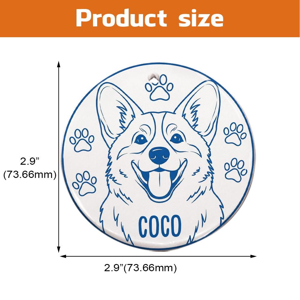 Personalized Dog Portrait Ornament: Custom Ceramic Pet Memorial