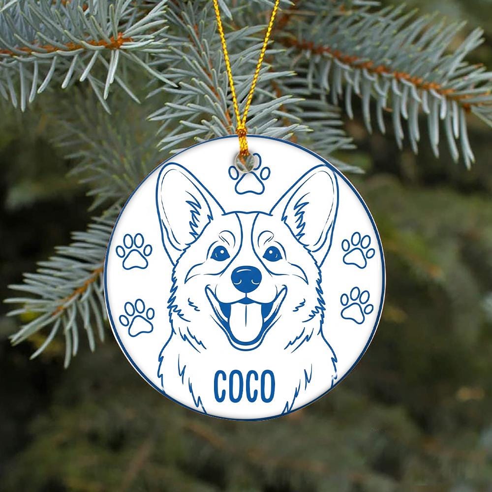 Personalized Dog Portrait Ornament: Custom Ceramic Pet Memorial