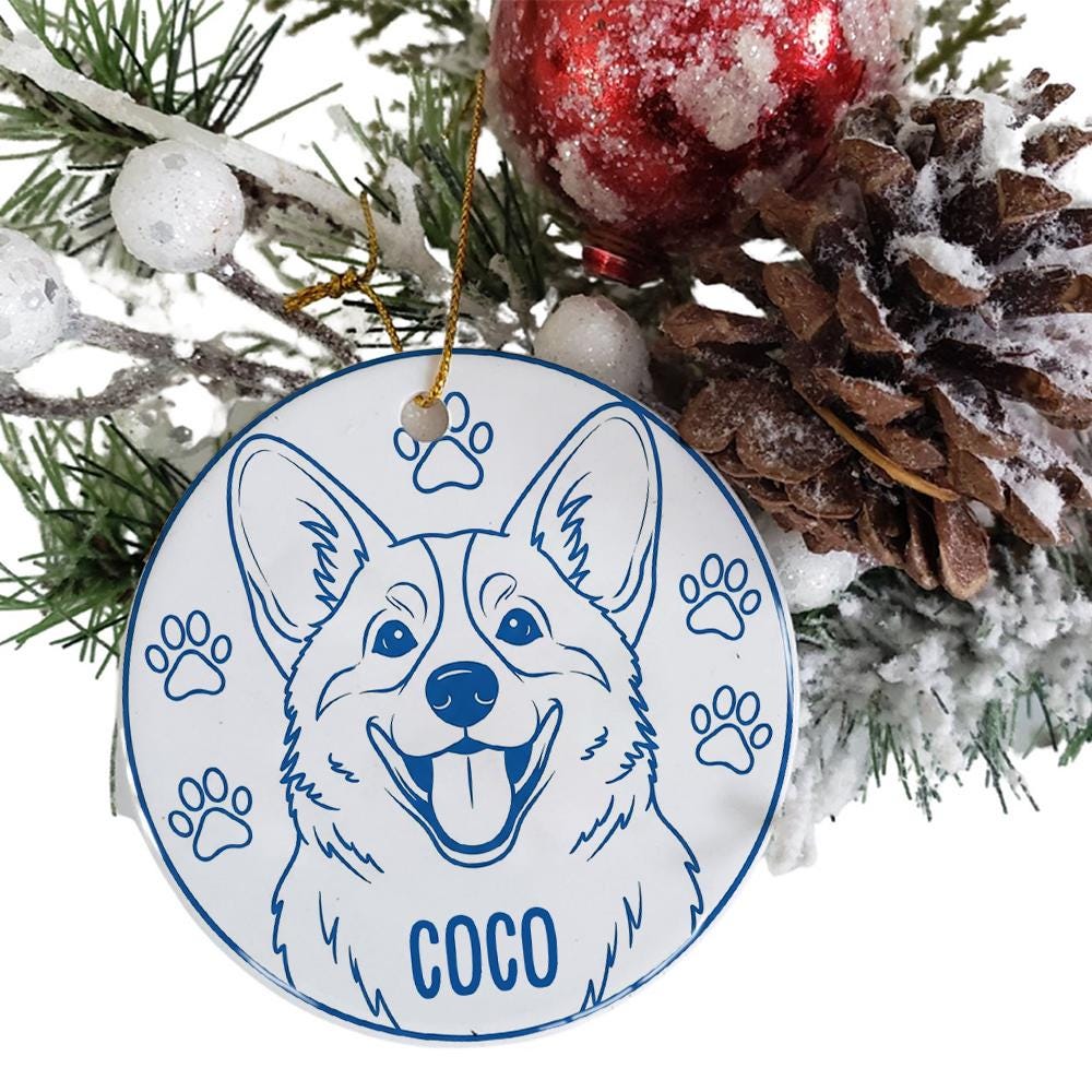 Personalized Dog Portrait Ornament: Custom Ceramic Pet Memorial