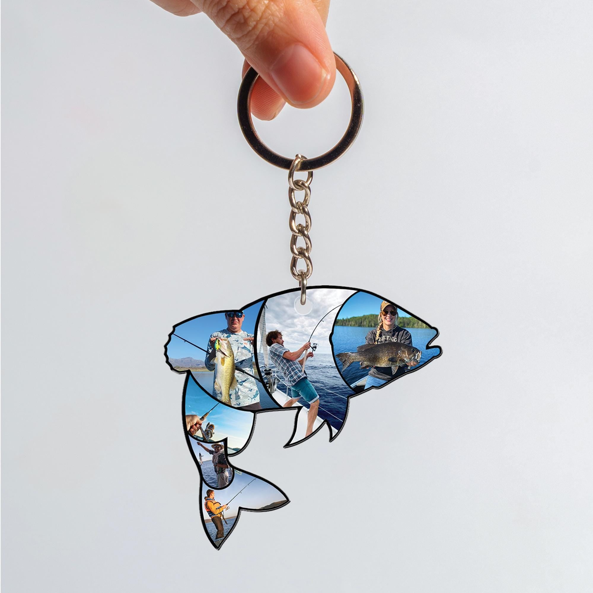 Personalized Fishing Photo Keychain: Acrylic Fish Keyring