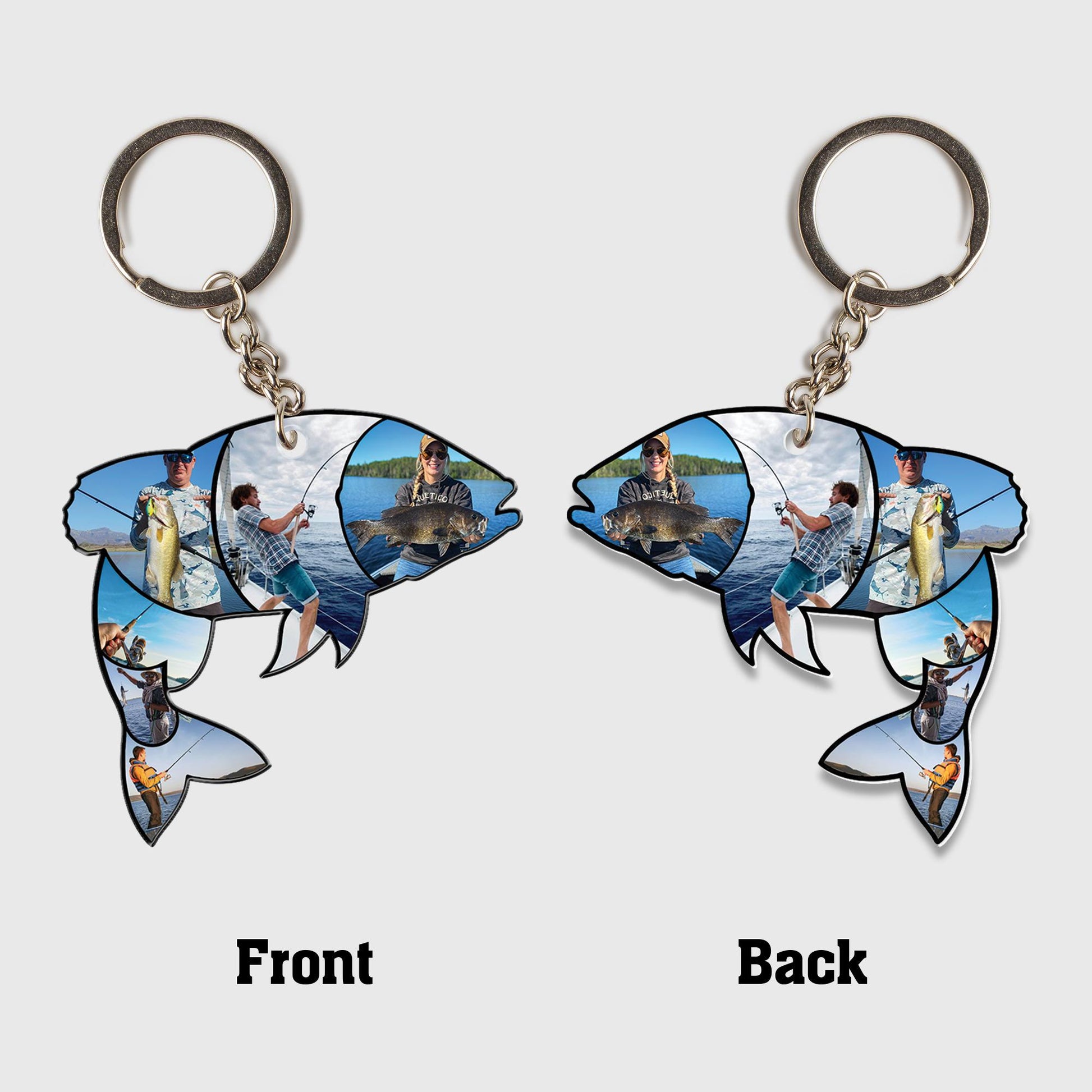 Personalized Fishing Photo Keychain: Acrylic Fish Keyring