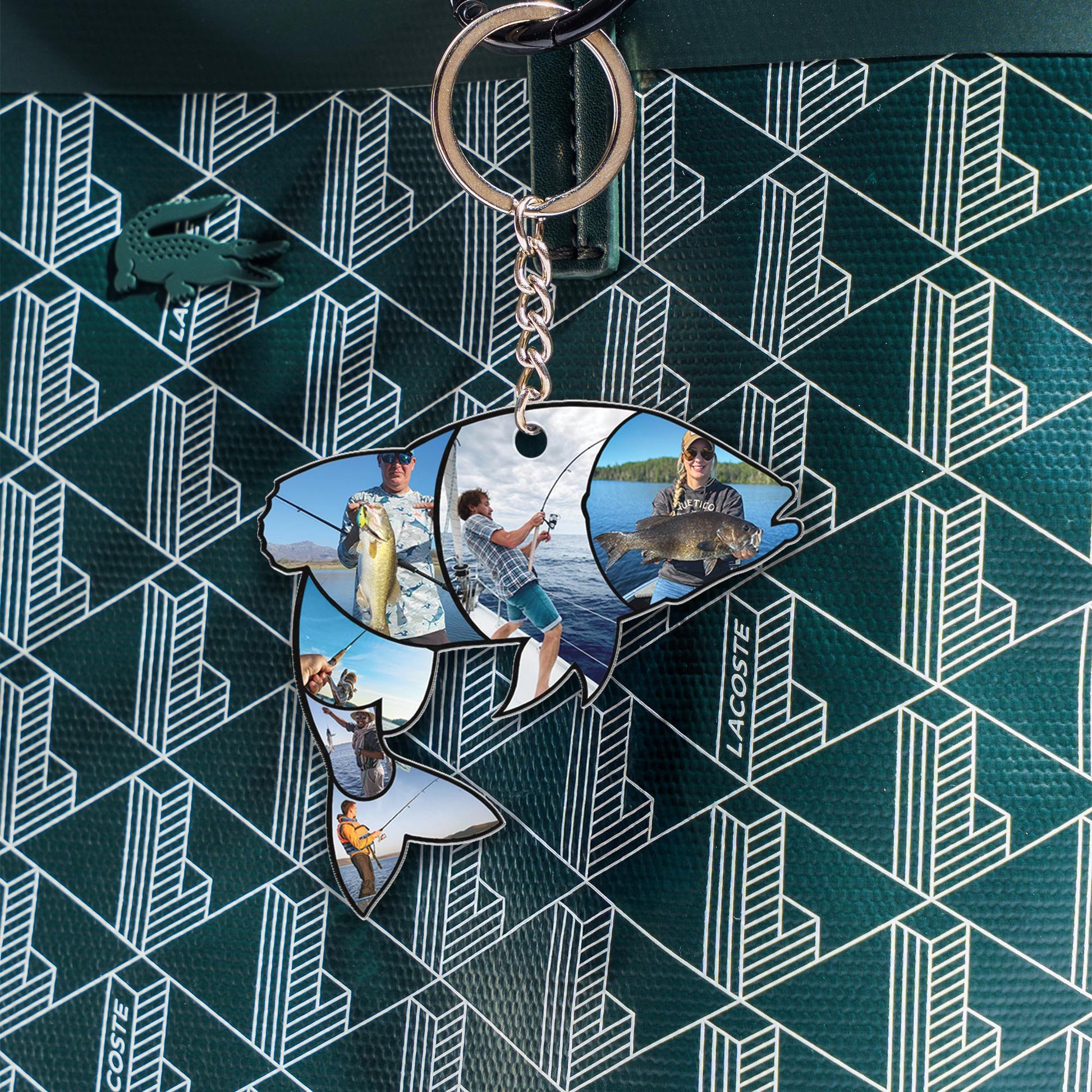 Personalized Fishing Photo Keychain: Acrylic Fish Keyring