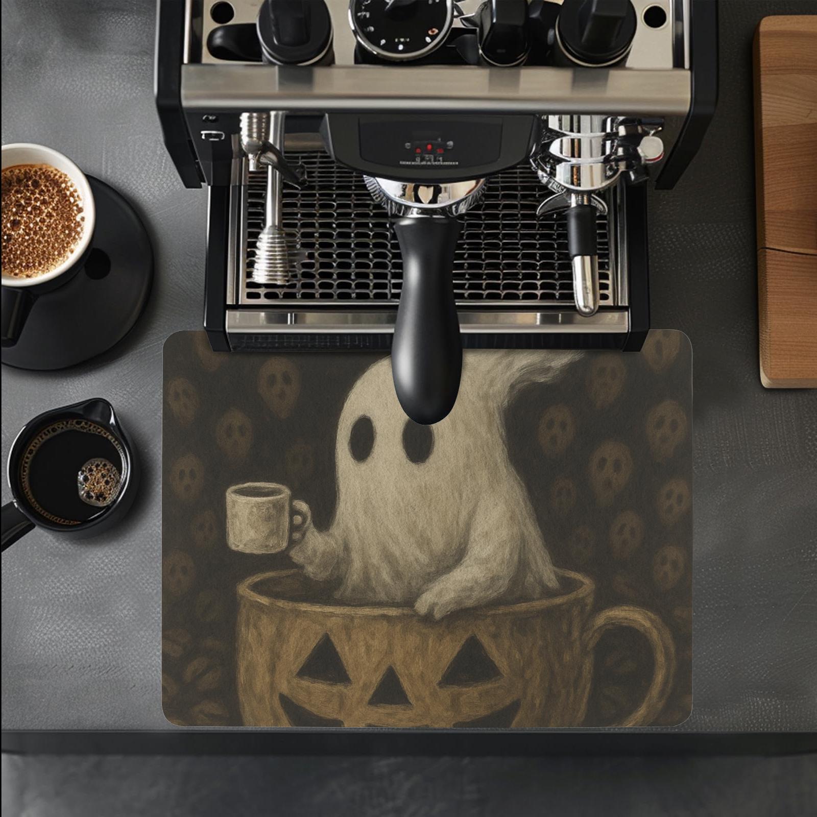 Ghost Coffee Bar Mat – Halloween Jack O’ Lantern Espresso Station Decor