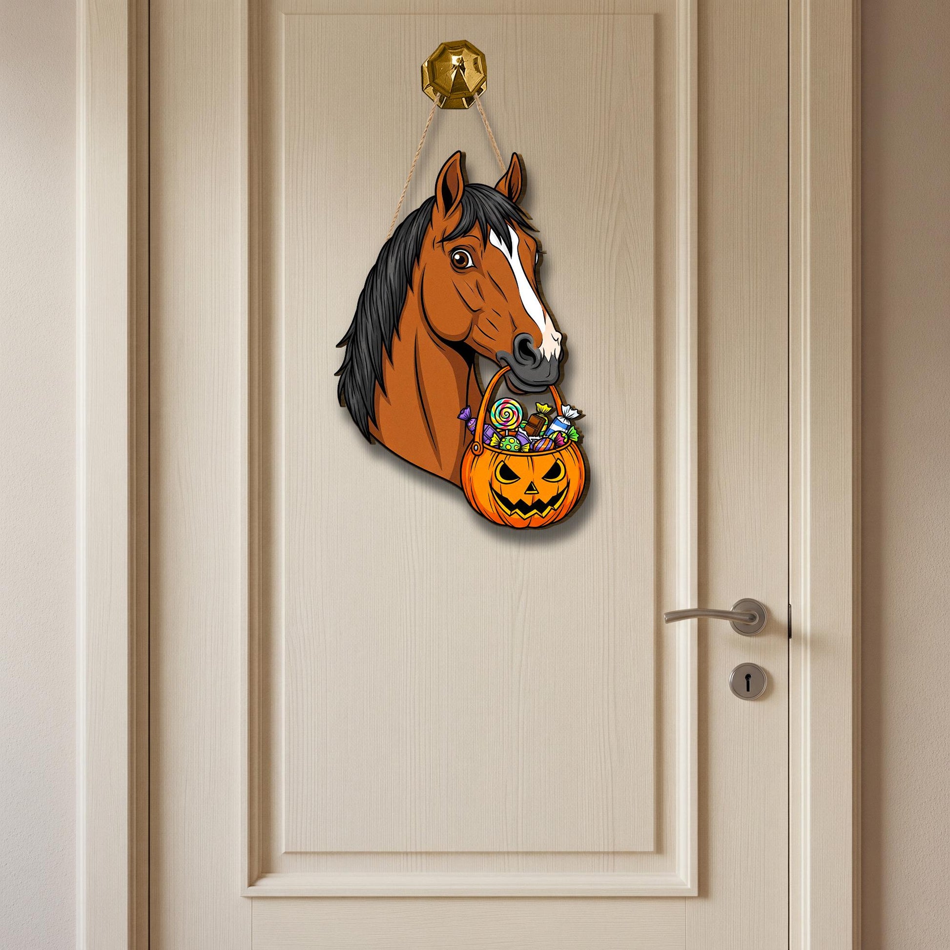 Horse Halloween Door Hanger: Funny Trick or Treat Farmhouse Decor