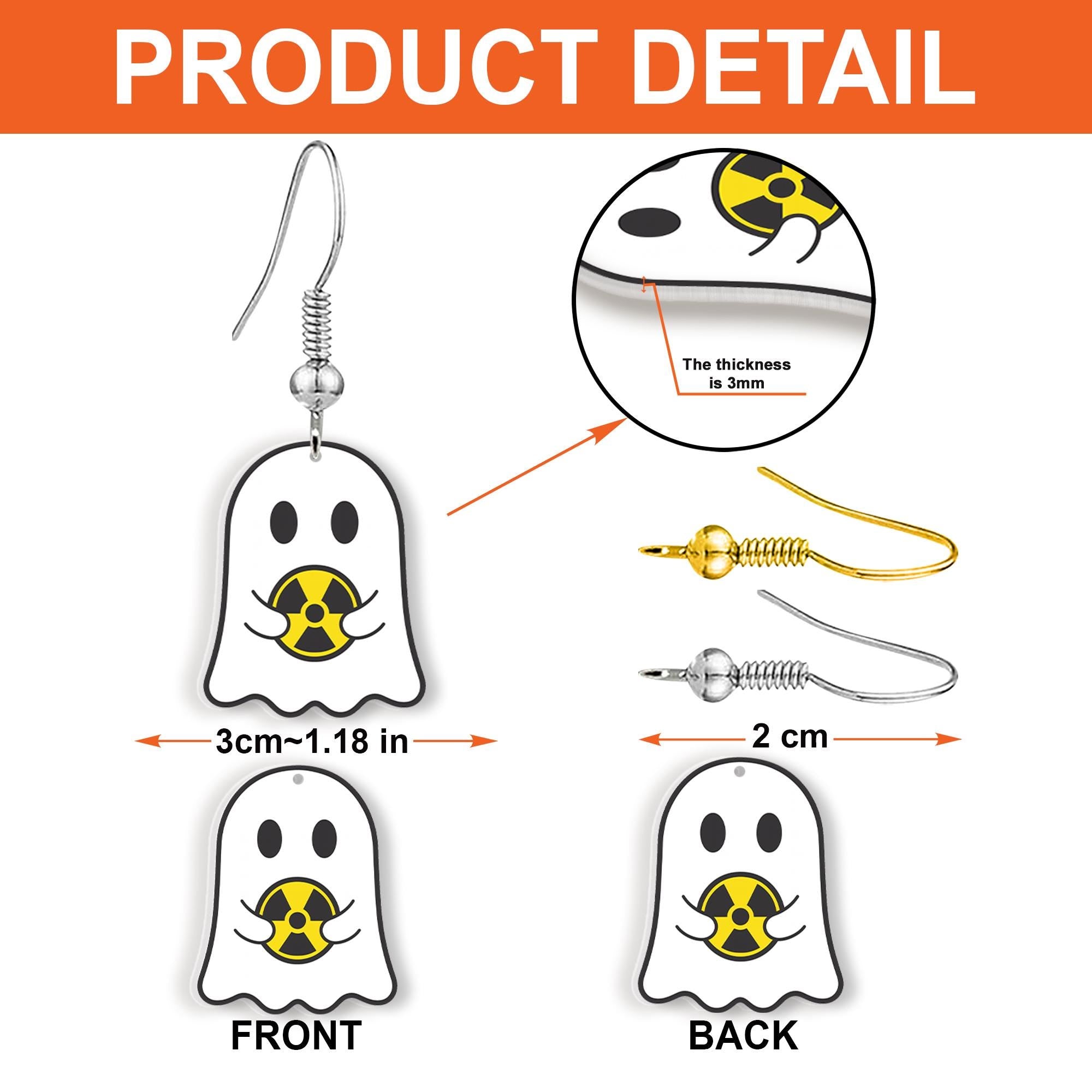 Ghost Radiology Earrings – Spooky Nurse Gift Dangle Earrings for Halloween