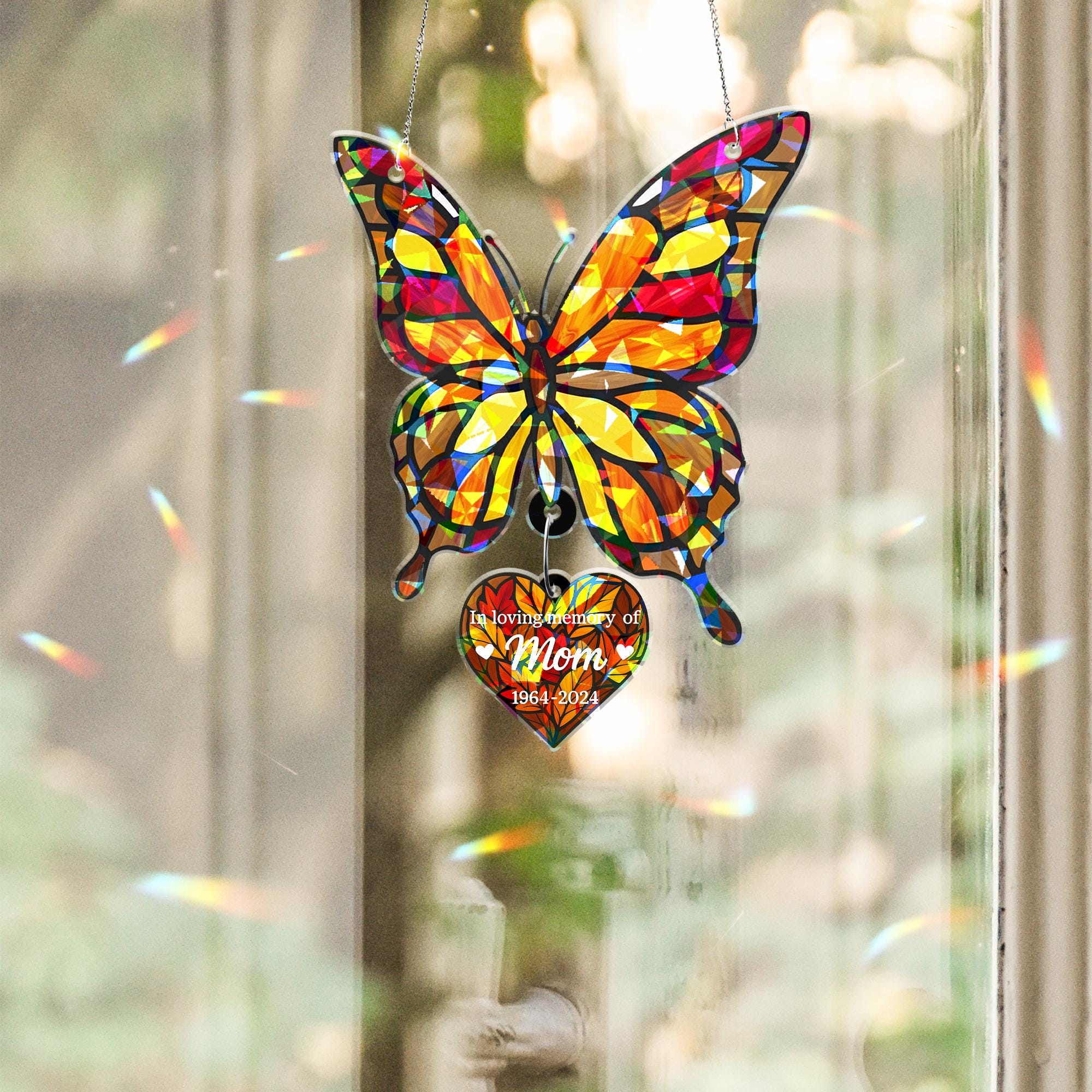 Memorial Suncatcher – Custom Butterfly Holographic Acrylic Remembrance Gift