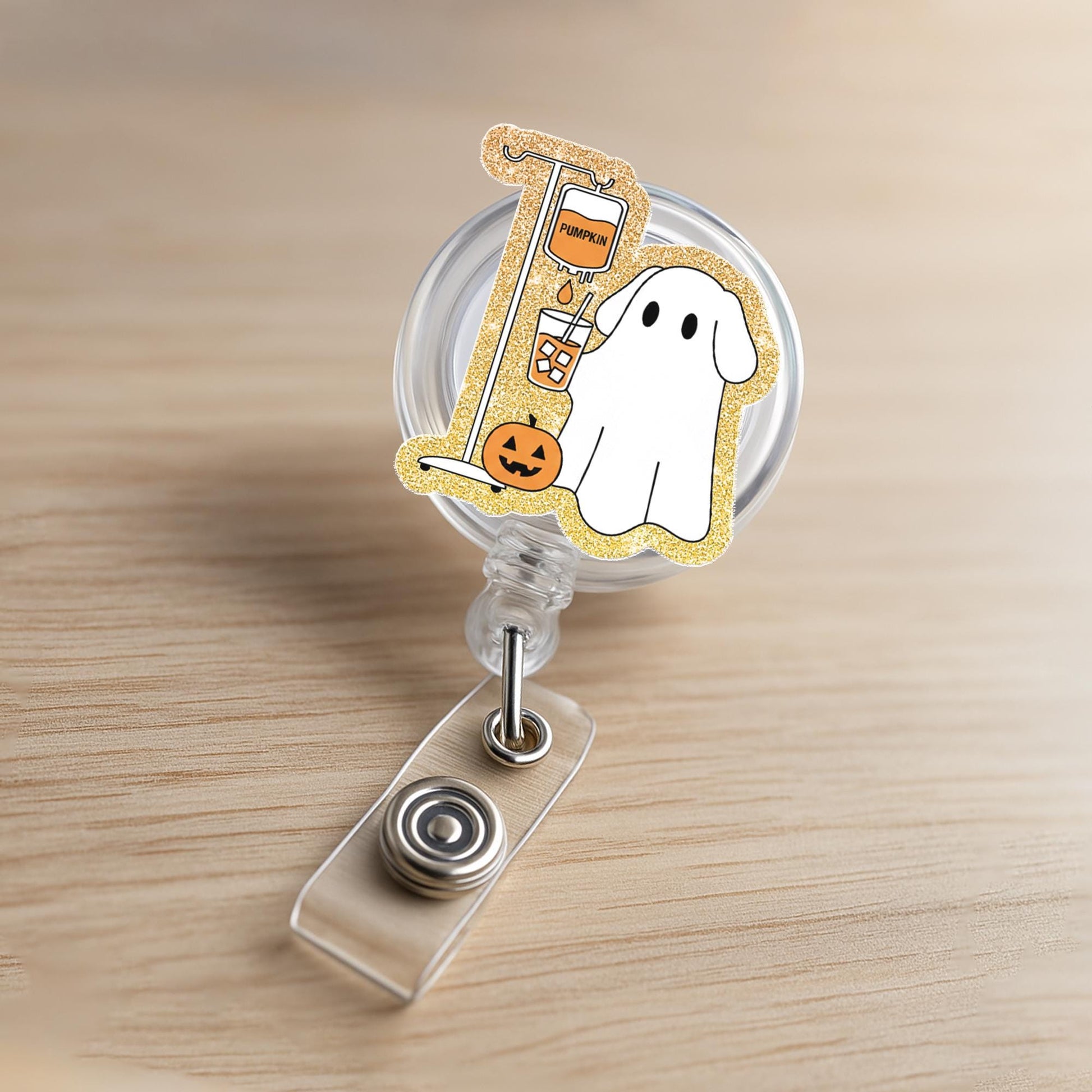 Halloween Ghost Nurse Badge Reel: Spooky Season Office Decor