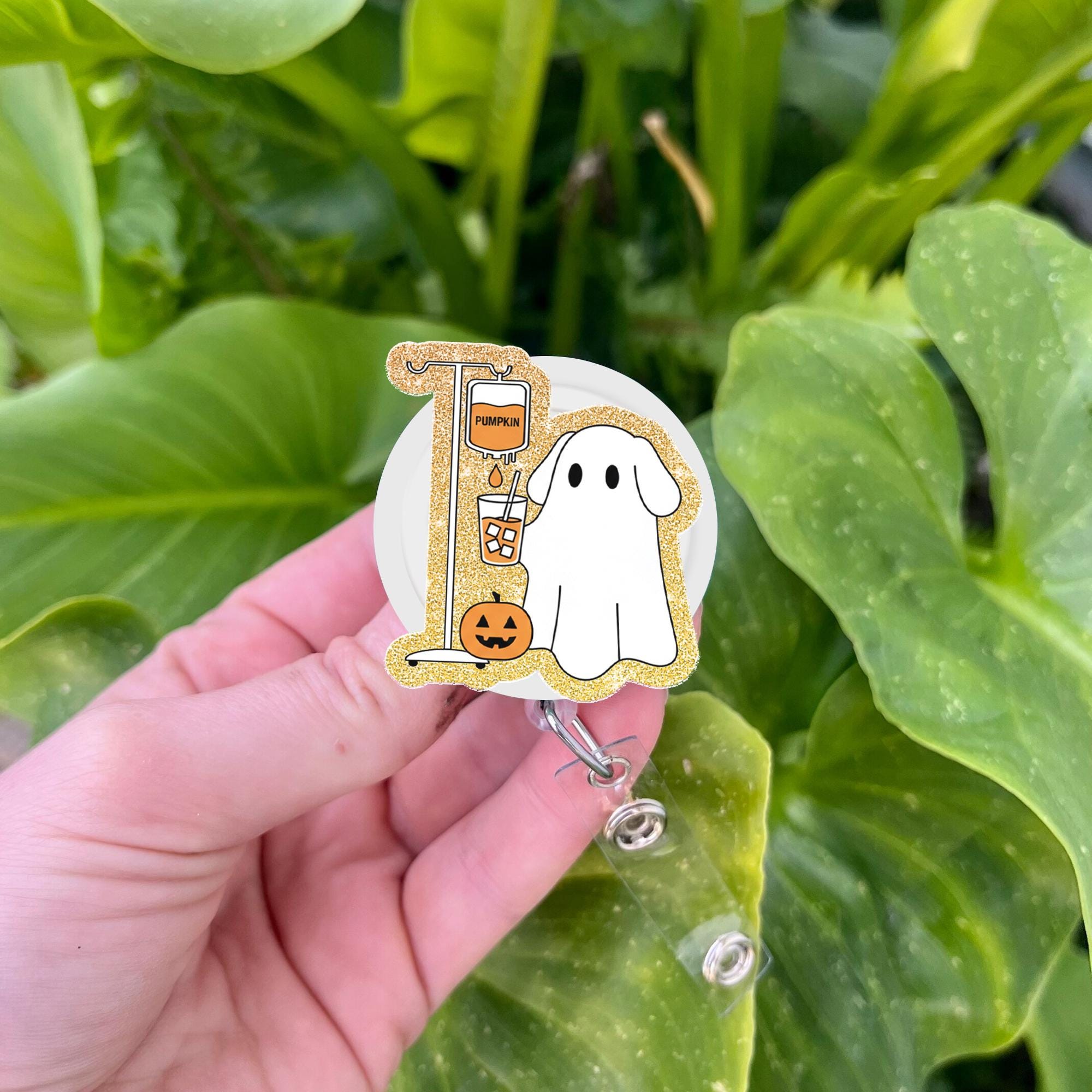 Halloween Ghost Nurse Badge Reel: Spooky Season Office Decor