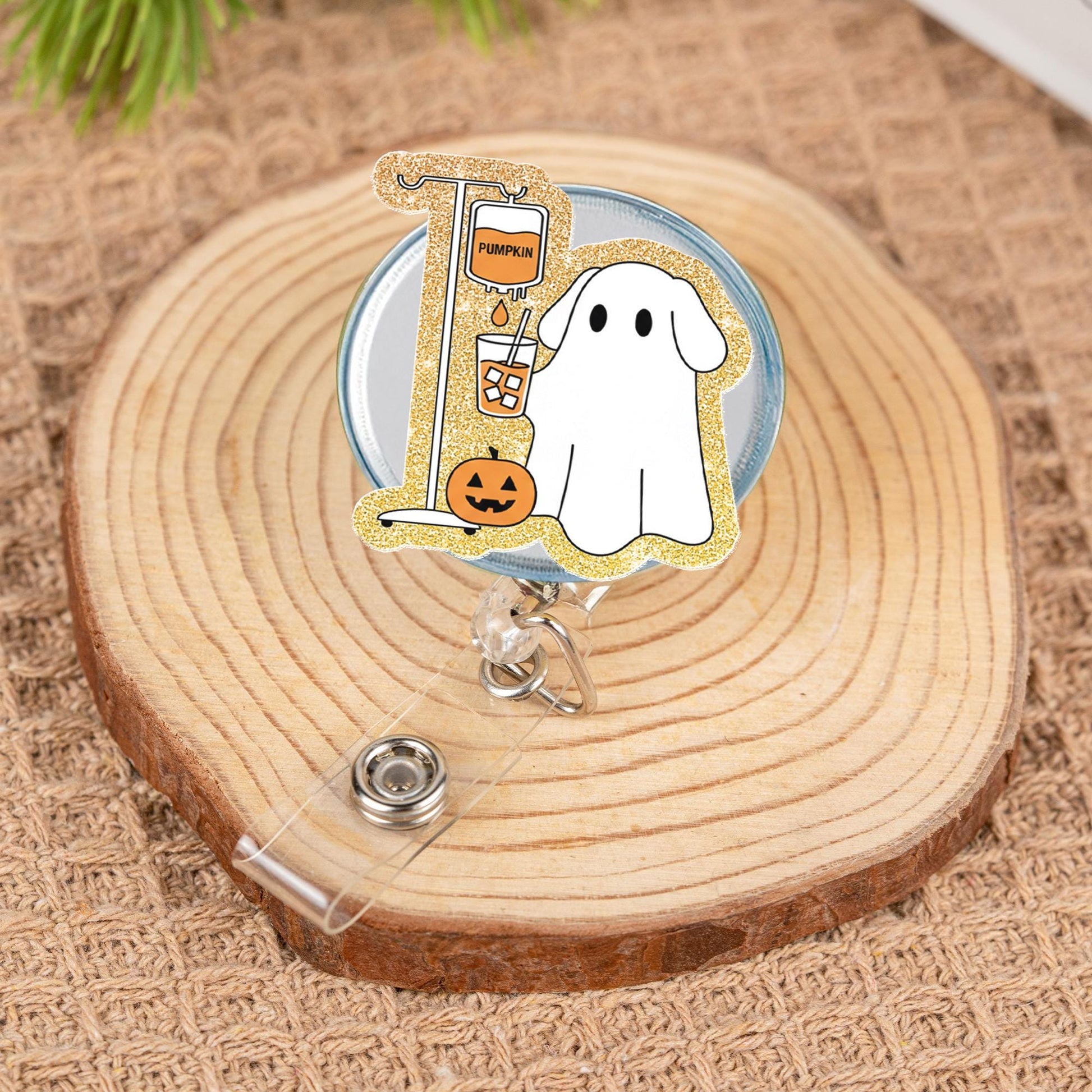 Halloween Ghost Nurse Badge Reel: Spooky Season Office Decor