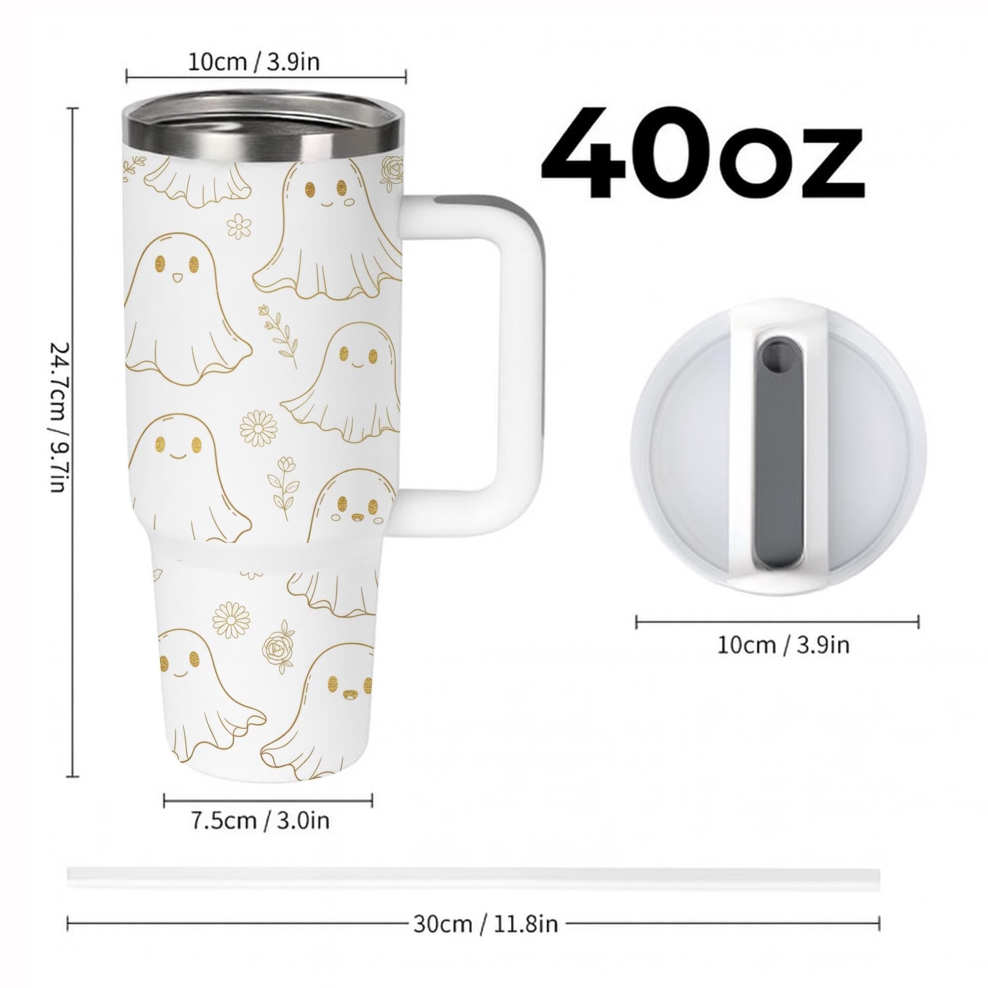 Ghost Tumbler with Handle: Stainless Steel Spooky Season Drinkware