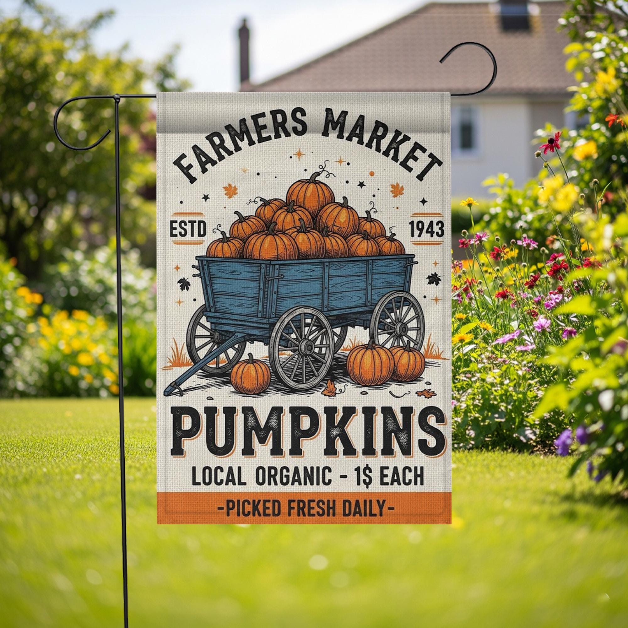Vintage Pumpkin Patch Garden Flag: Rustic Fall Farmhouse Decor