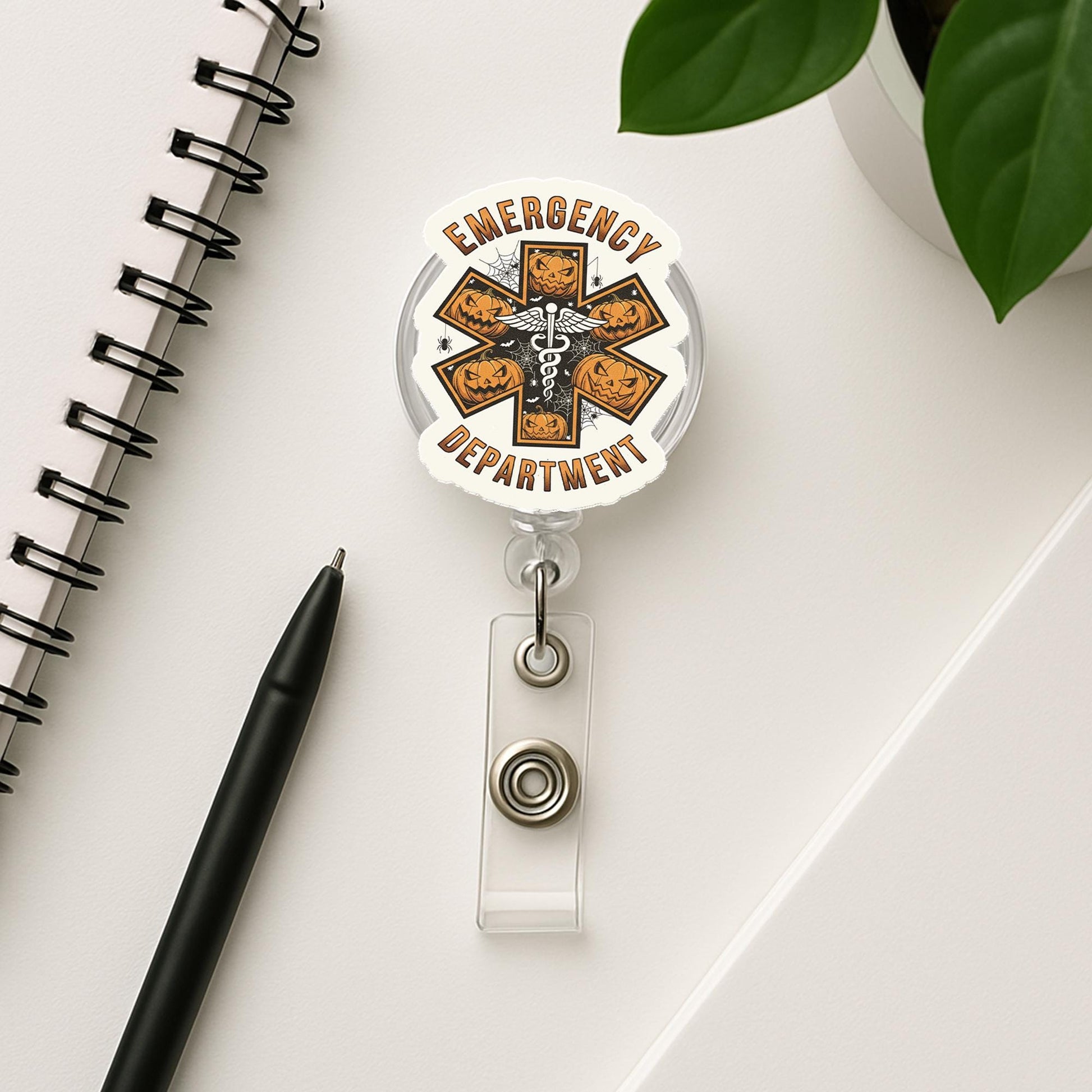 Halloween Medical Badge Reel: Spooky Pumpkin EMT, ER Nurse ID