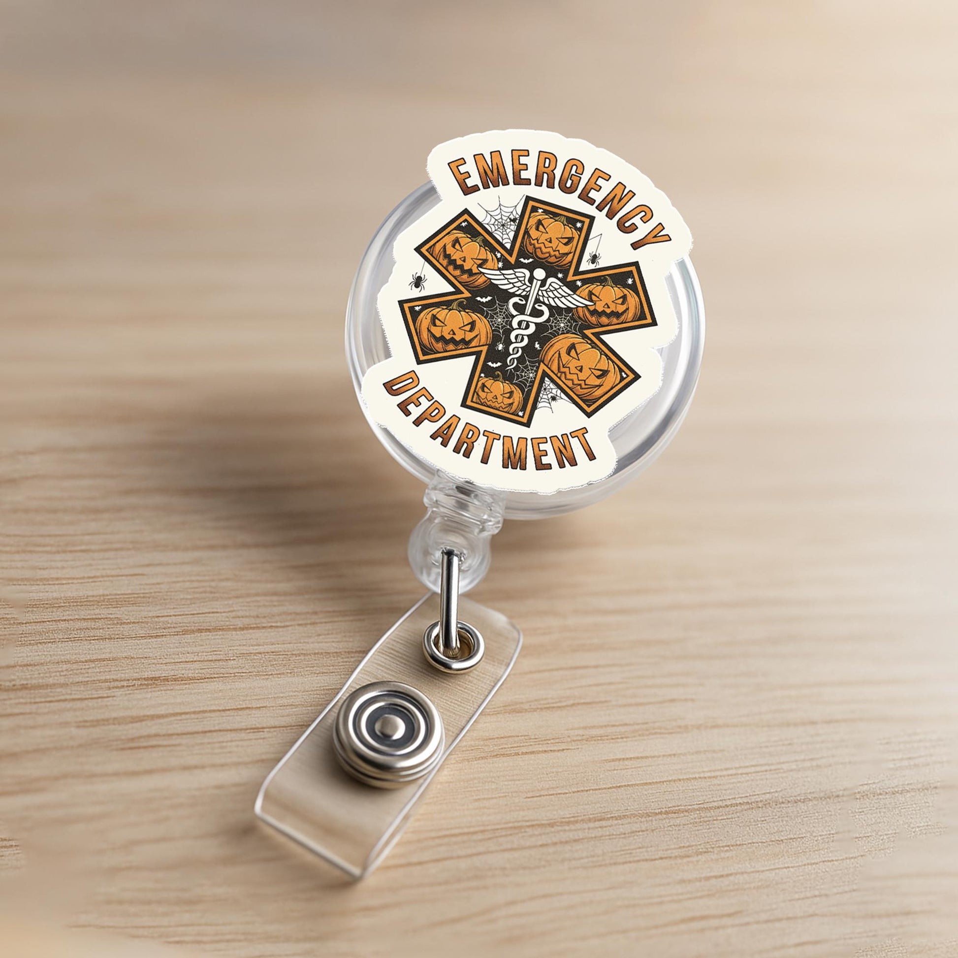 Halloween Medical Badge Reel: Spooky Pumpkin EMT, ER Nurse ID