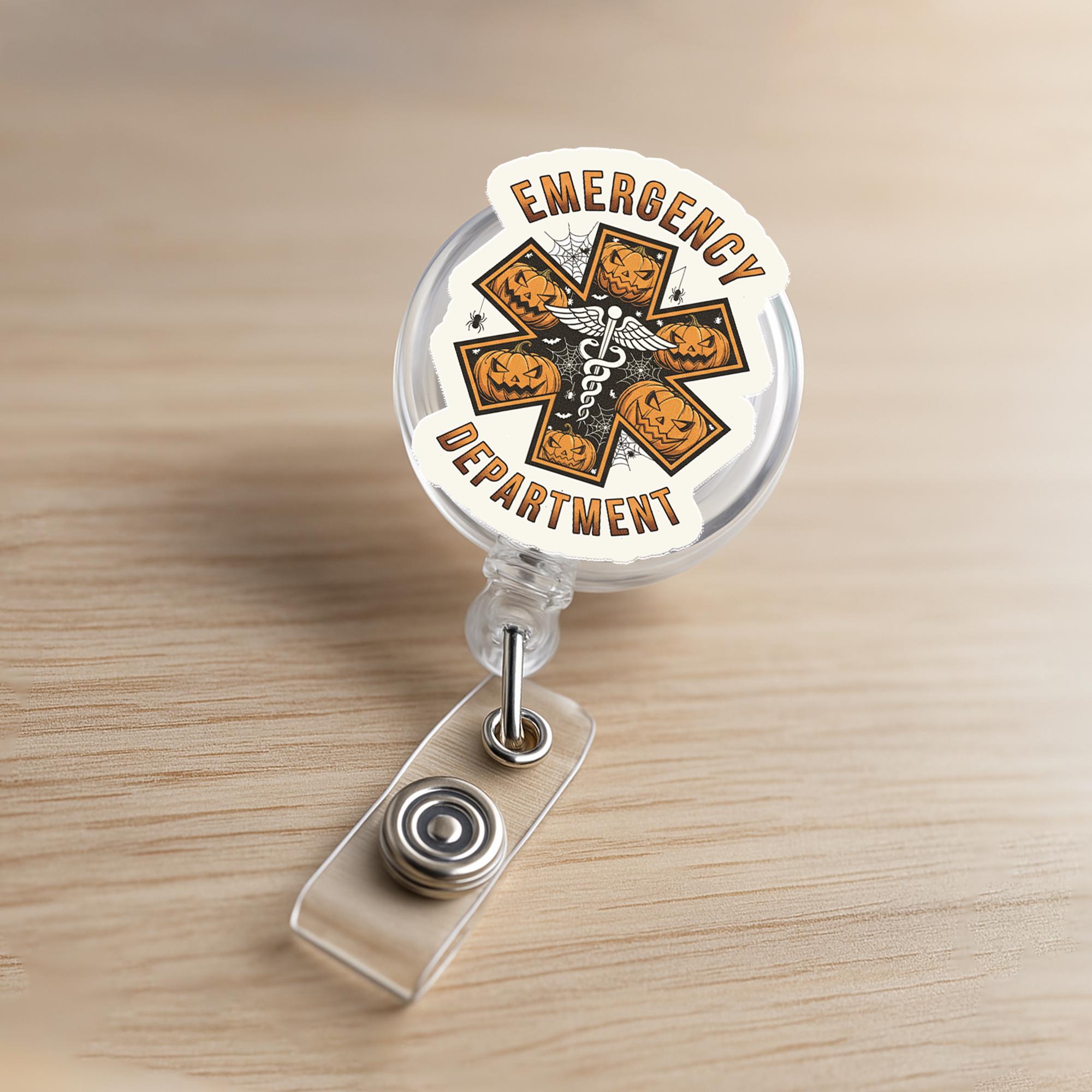 Halloween Medical Badge Reel: Spooky Pumpkin EMT, ER Nurse ID