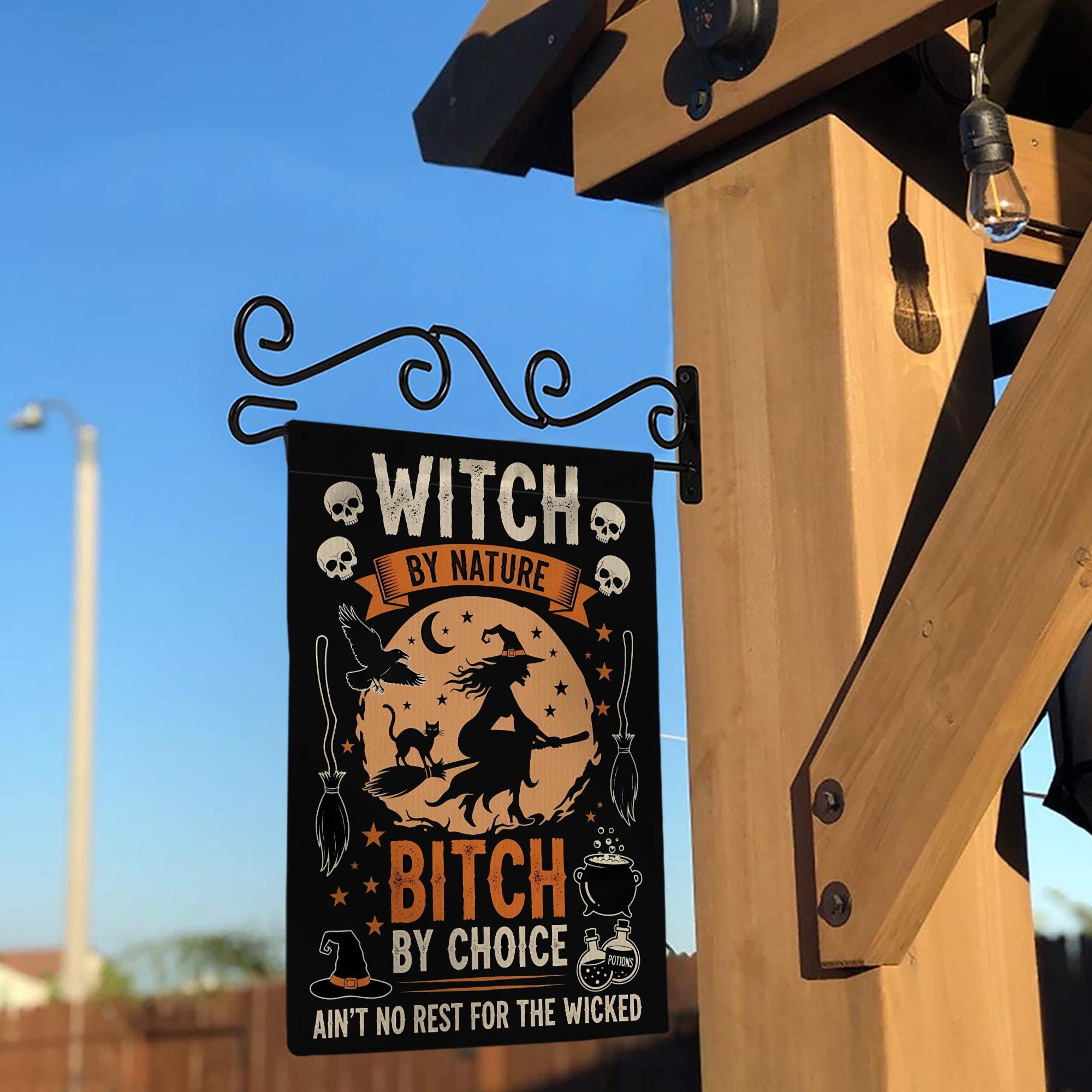 Witchy Halloween Garden Flag: Funny Gothic Porch Decor