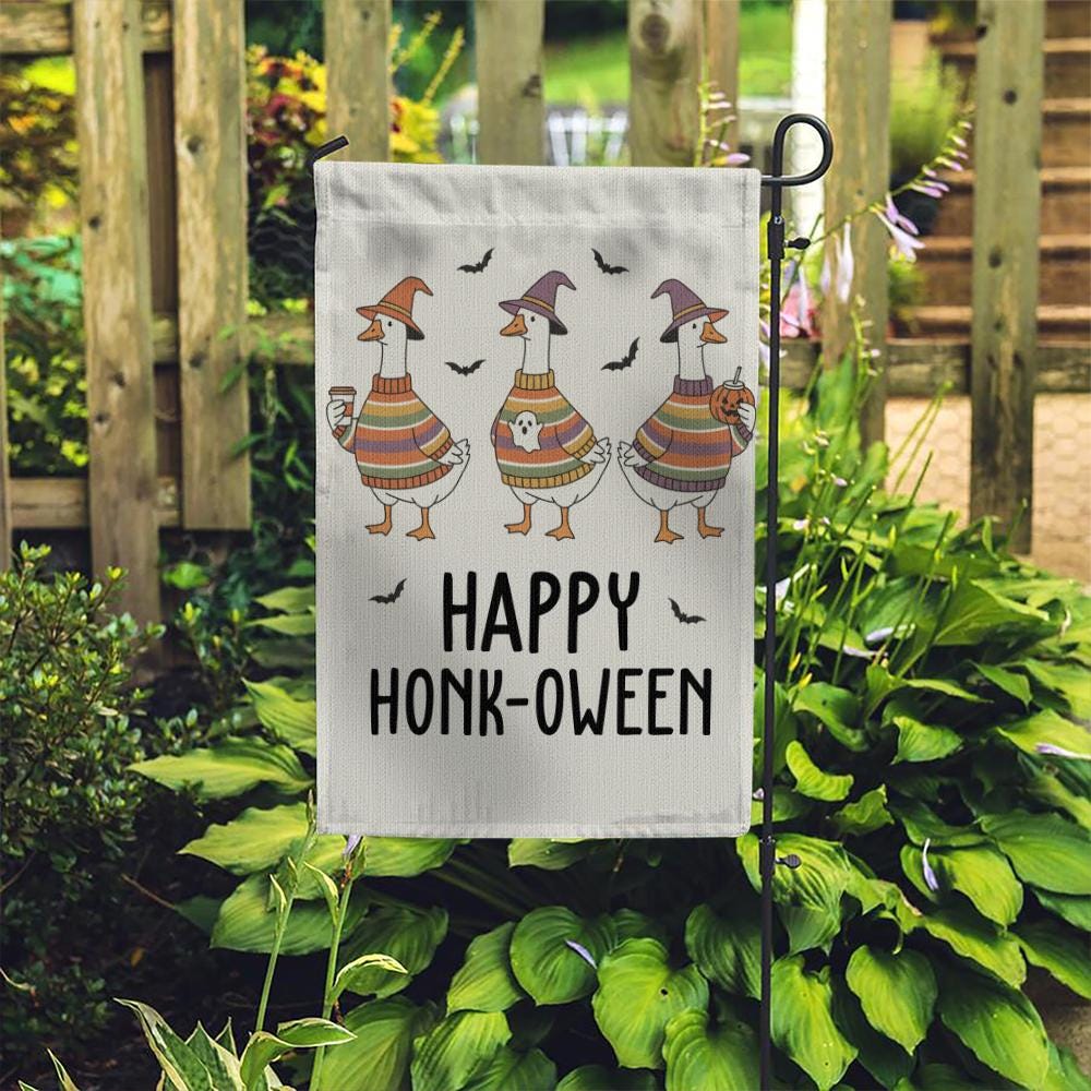 Funny Goose Halloween Garden Flag: Spooky Honk-oween Outdoor Decor