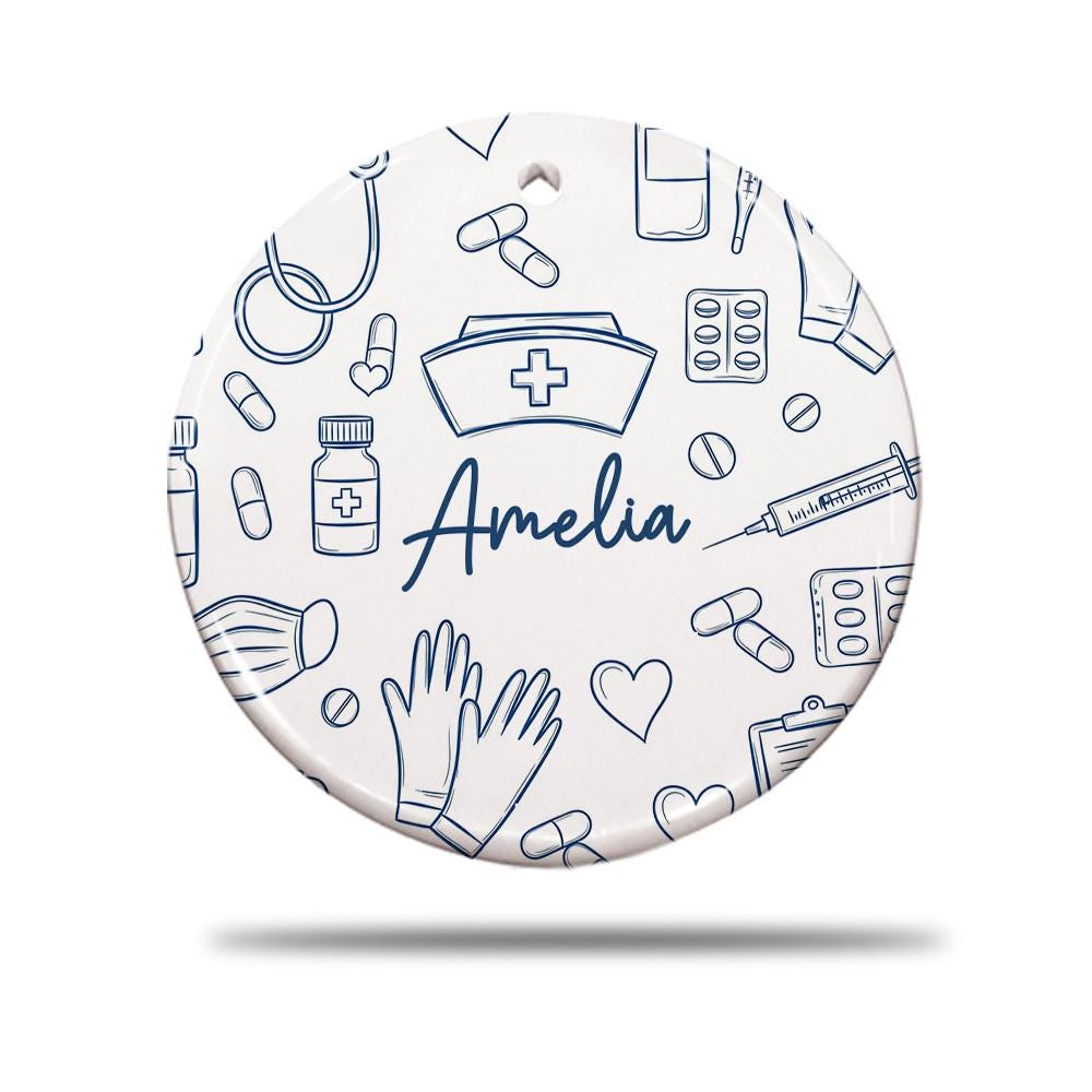 Personalized Nurse Ornament: Custom Medical Gift, Double-Sided Print