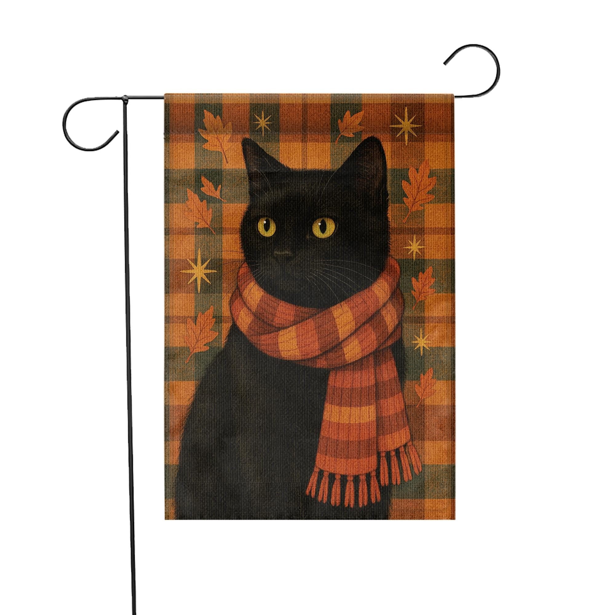 Black Cat Garden Flag, Fall Decor, Autumn Flag, Cat with Scarf, Outdoor Garden Flag, Fall Yard Flag, Halloween Flag, Cat Lover Gift