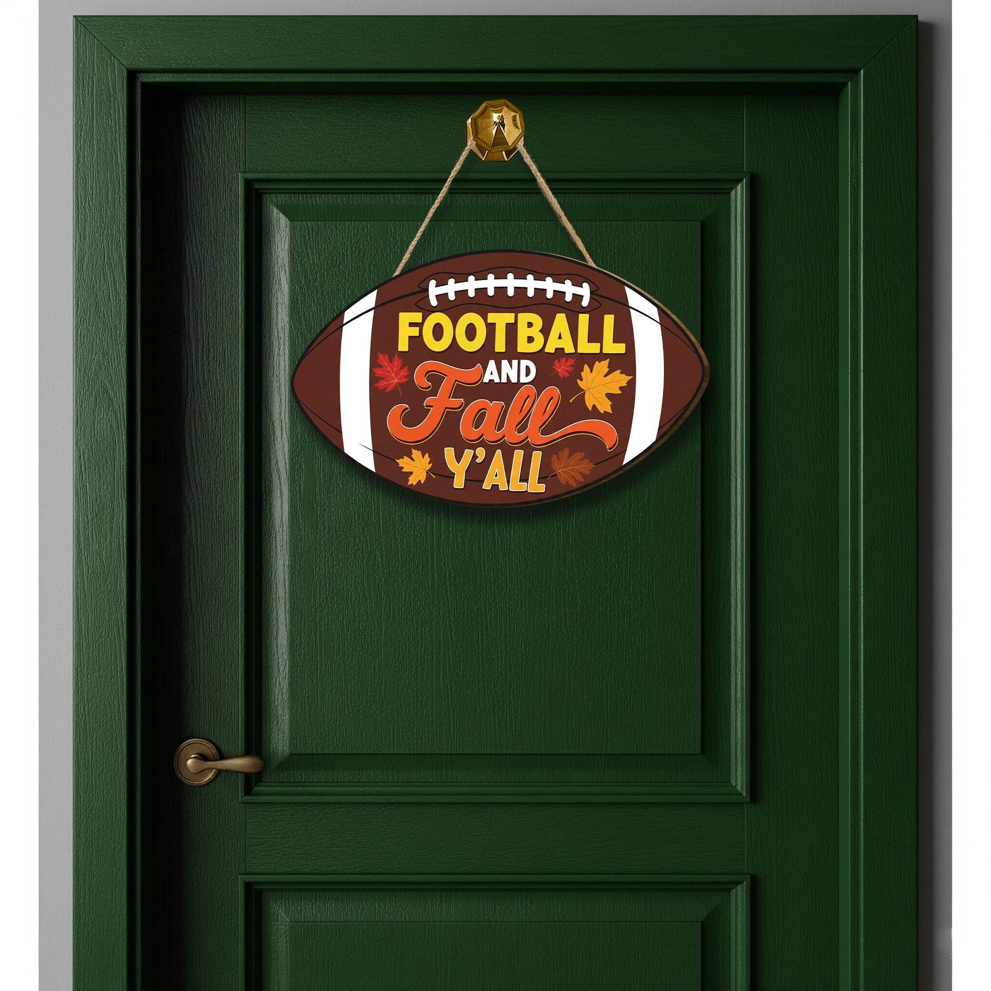 Football & Fall Y'all Wood Door Sign: Custom Autumn Home Decor