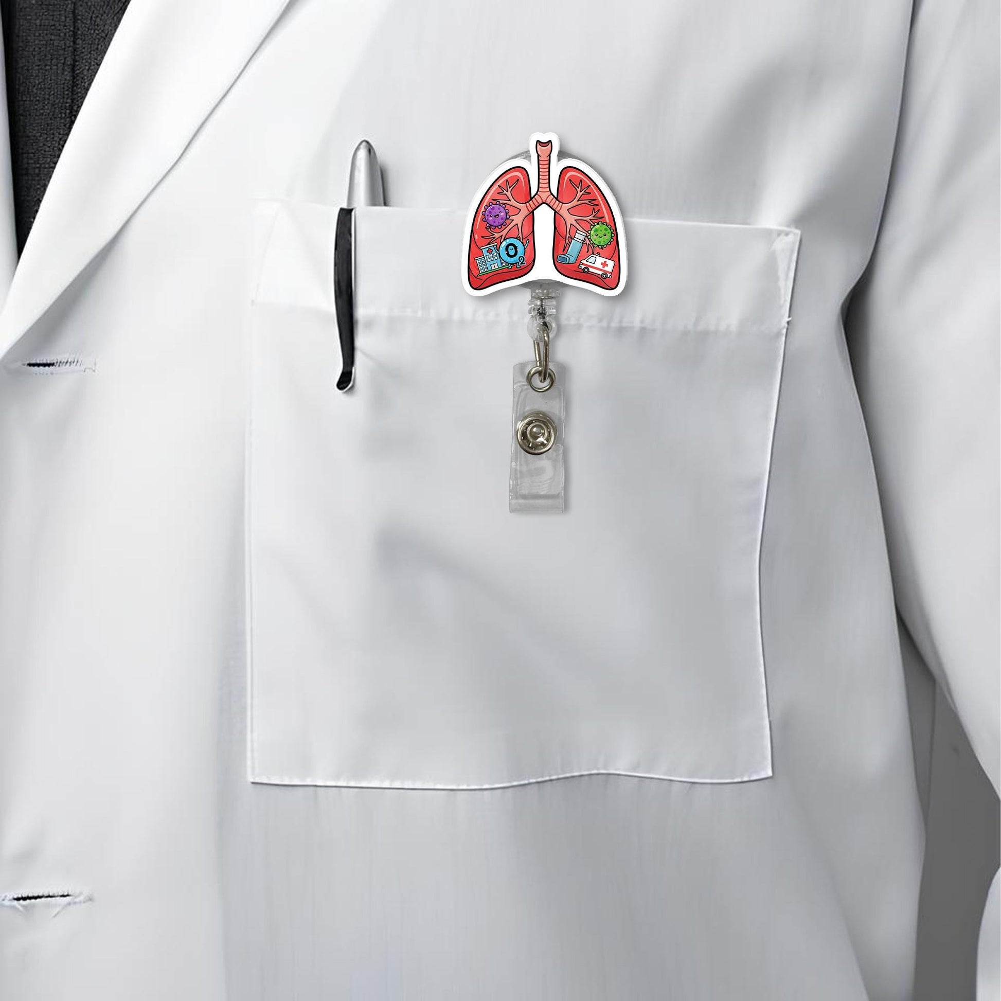 Respiratory Therapist Badge Reel, Cute Lungs ID Holder, RT Gift, ICU Nurse Gift, Medical Student Gift, Pulmonology Badge, Nurse Badge Reel