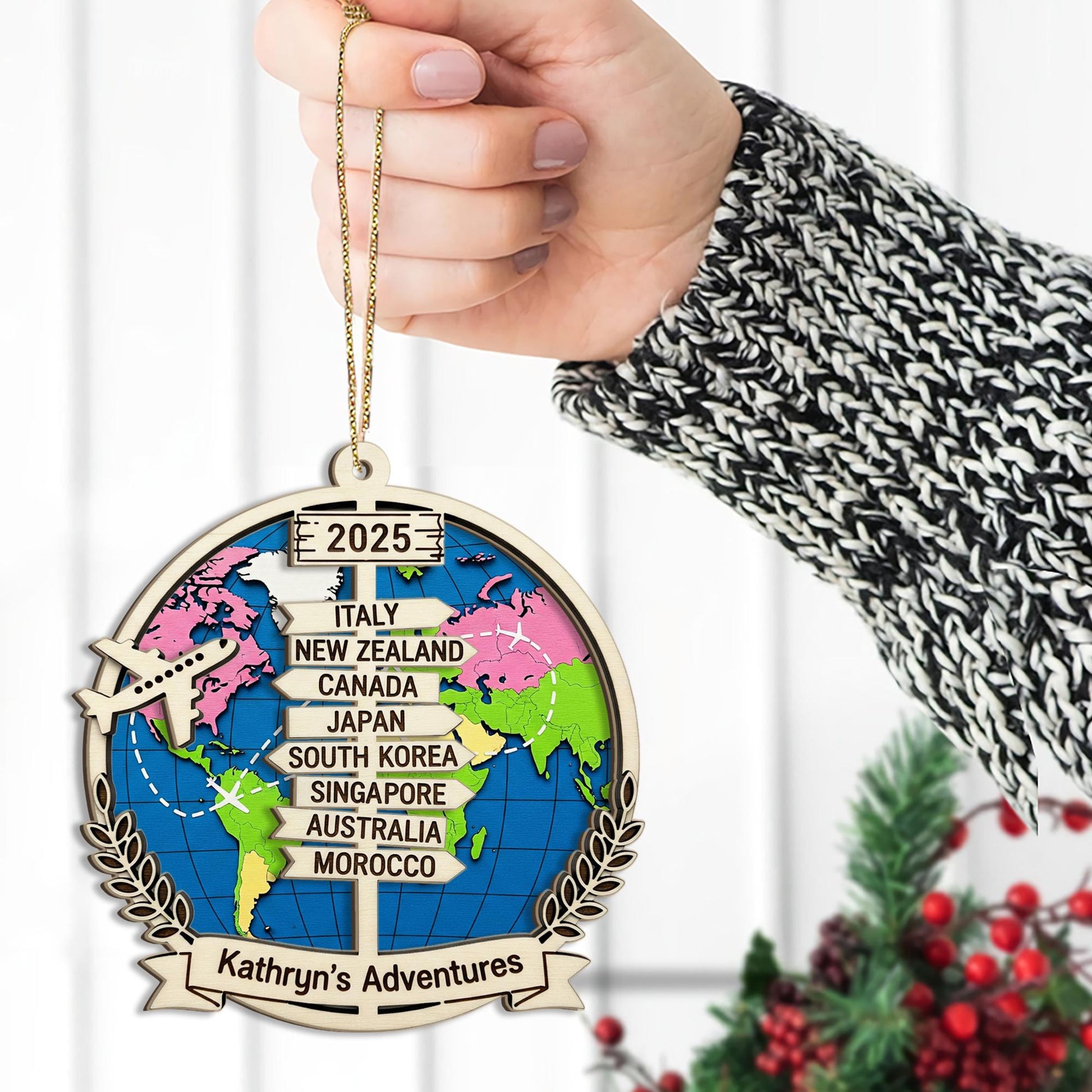 Personalized Travel Ornament 2025: Custom Globe Keepsake