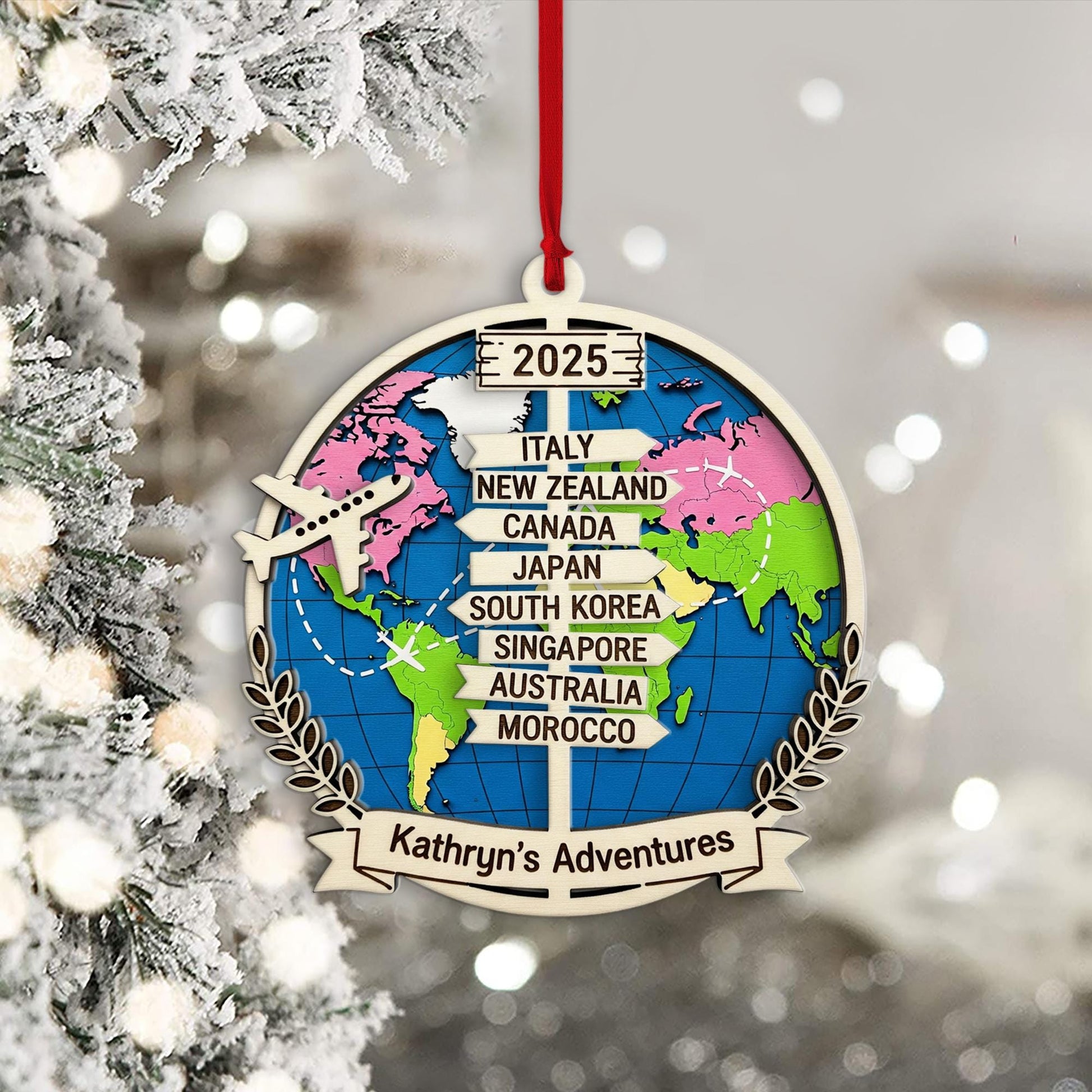 Personalized Travel Ornament 2025: Custom Globe Keepsake