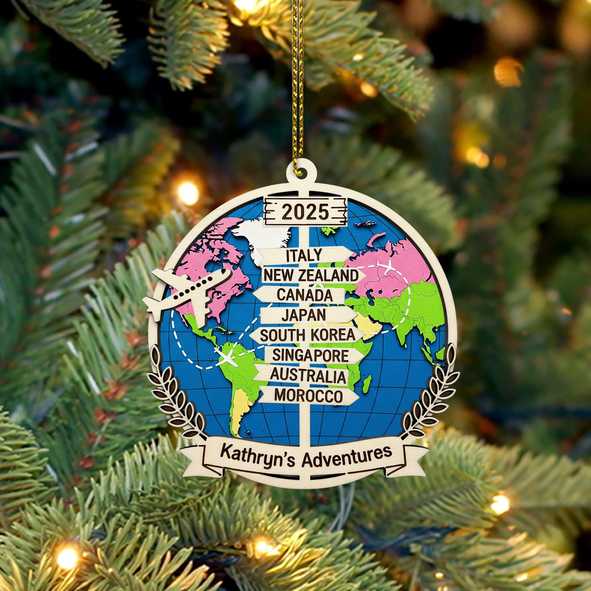Personalized Travel Ornament 2025: Custom Globe Keepsake