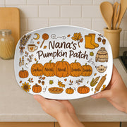 Custom Nana’s Pumpkin Patch Platter – Personalized Autumn Grandma Serving Tray – Fall Family Name Gift – Thanksgiving Kitchen DECOR only