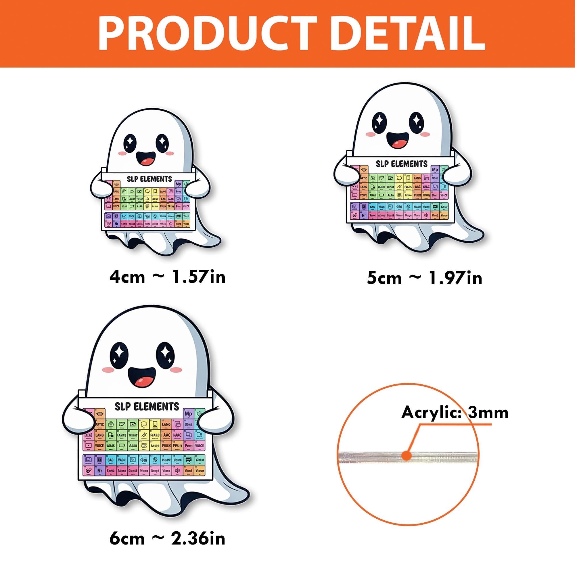 SLP Ghost Badge Reel, Speech Pathologist Gift, SLP Holder, SLP Elements Badge, Retractable Badge Reel, Cute Ghost Gift
