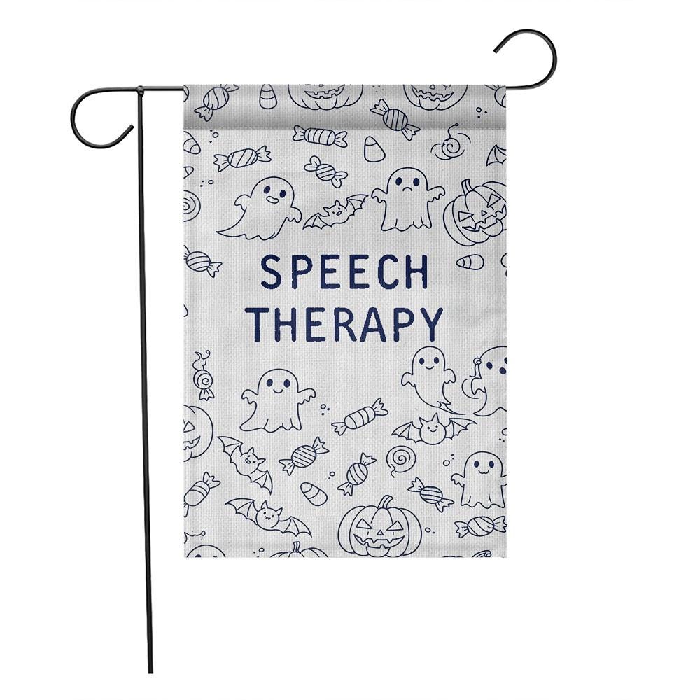Halloween Ghost Garden Flag: Speech Therapy SLP Decor
