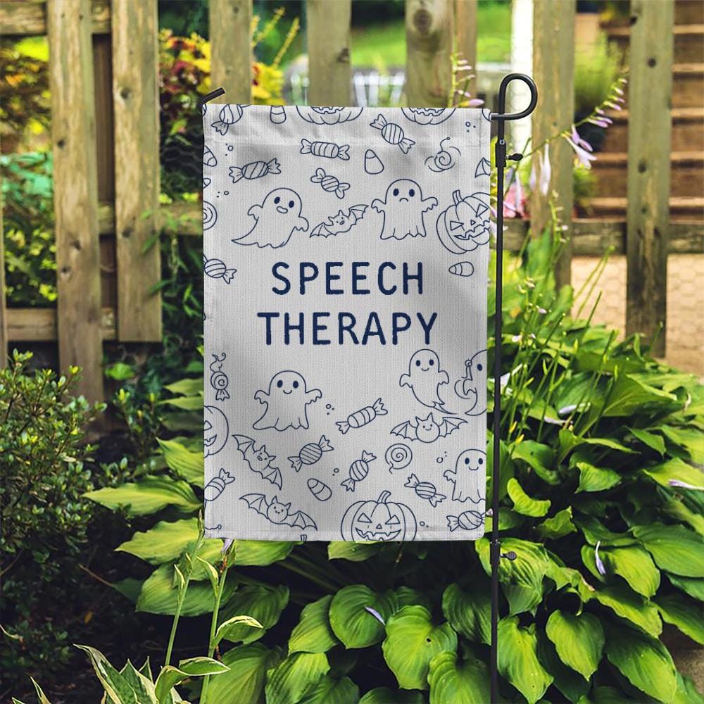 Halloween Ghost Garden Flag: Speech Therapy SLP Decor