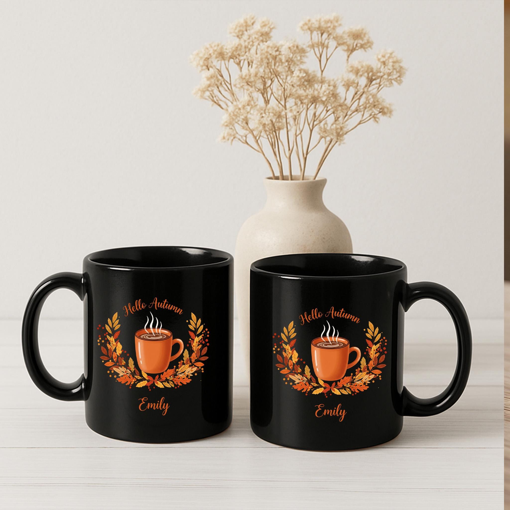 Personalized "Hello Autumn" Mug, Custom Name Fall Mug, Pumpkin Spice Mug, Fall Decor, Unique Halloween Gift, Coffee Lover Gift