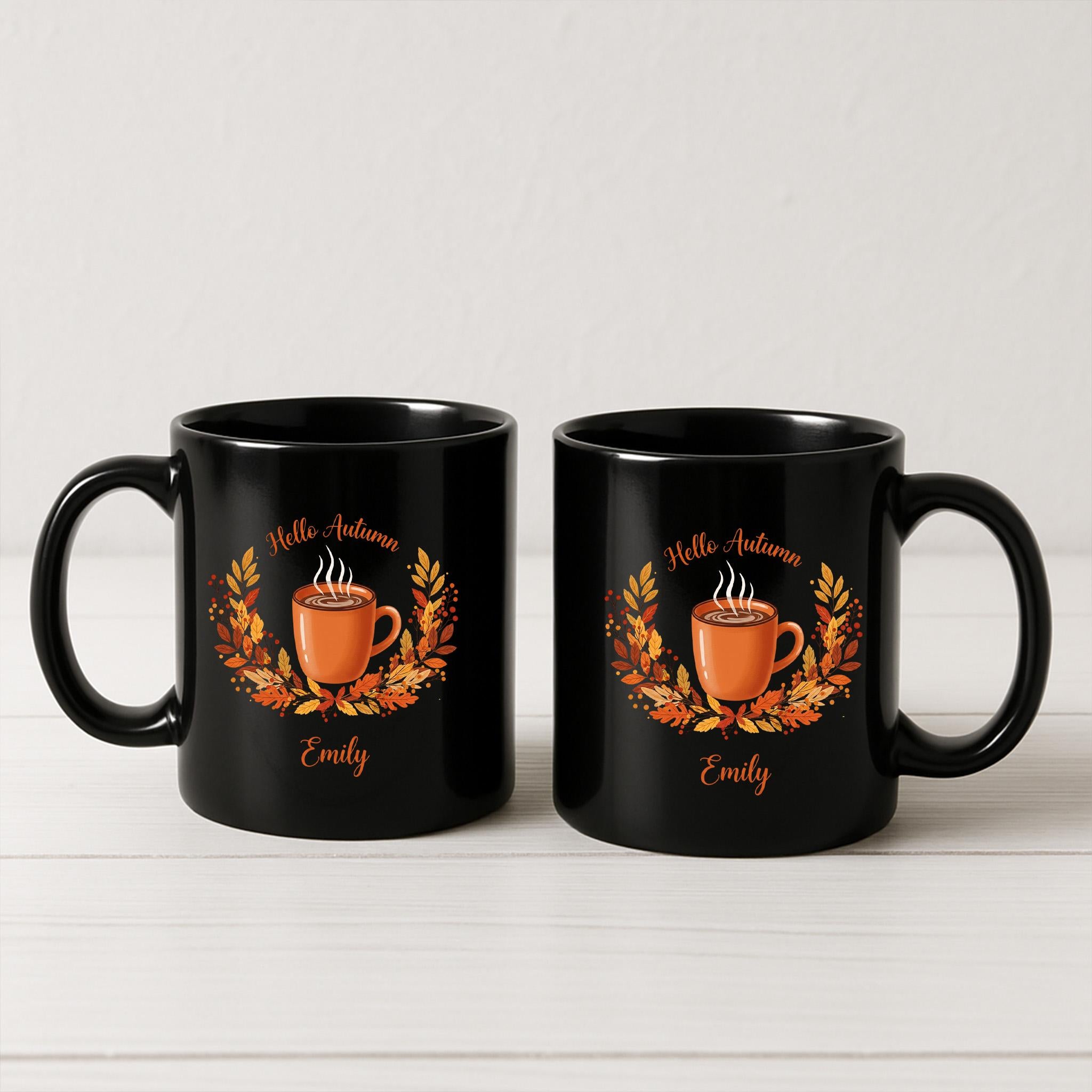 Personalized "Hello Autumn" Mug, Custom Name Fall Mug, Pumpkin Spice Mug, Fall Decor, Unique Halloween Gift, Coffee Lover Gift