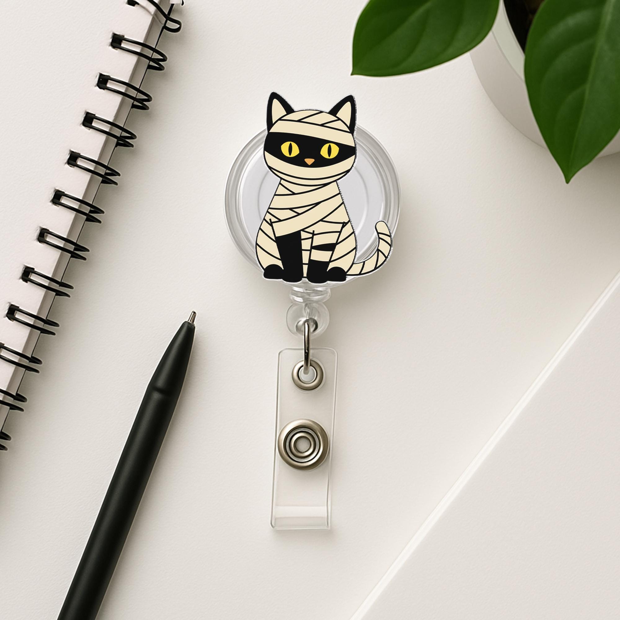 Halloween Cat Badge Reel: Spooky ID Holder, Nurse/Teacher Gift