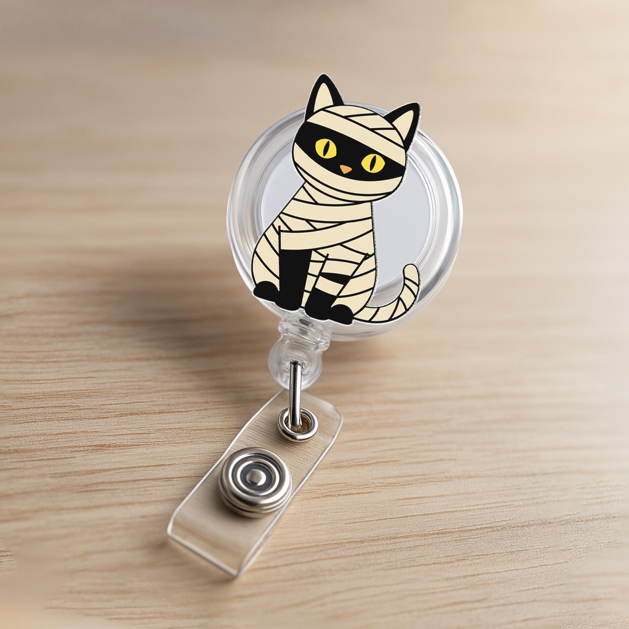 Halloween Cat Badge Reel: Spooky ID Holder, Nurse/Teacher Gift