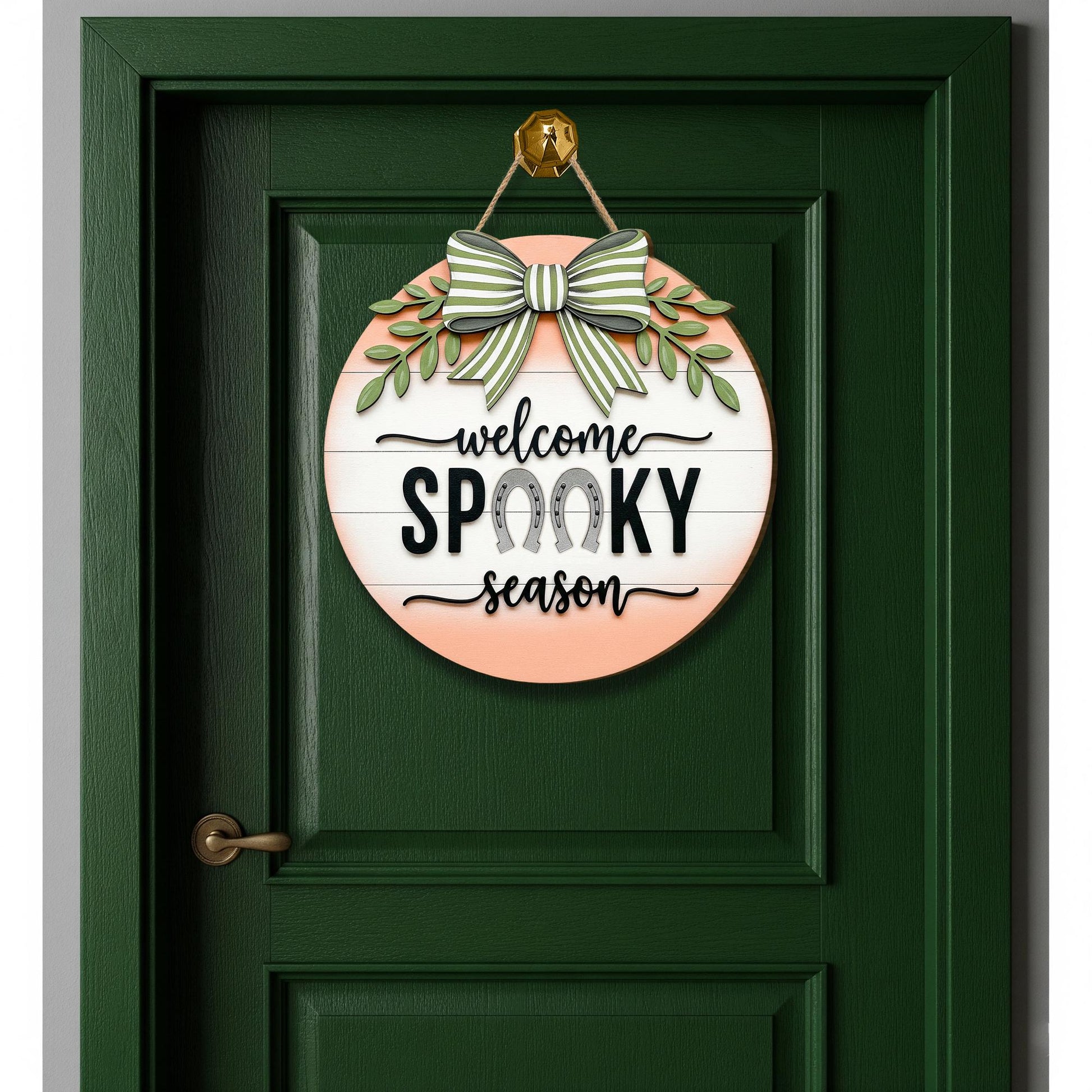 Rustic Halloween Wooden Door Sign: Spooky Season Farmhouse Decor