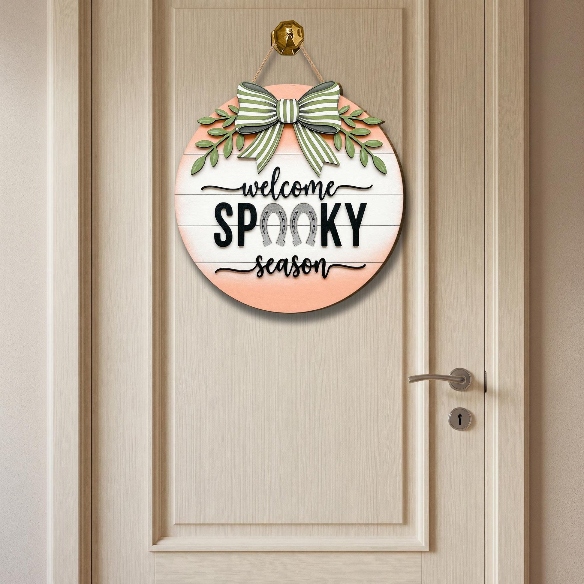 Rustic Halloween Wooden Door Sign: Spooky Season Farmhouse Decor