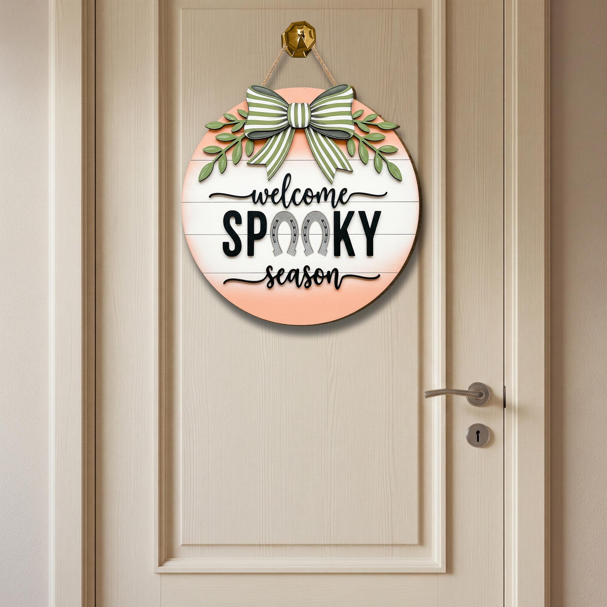 Rustic Halloween Wooden Door Sign: Spooky Season Farmhouse Decor