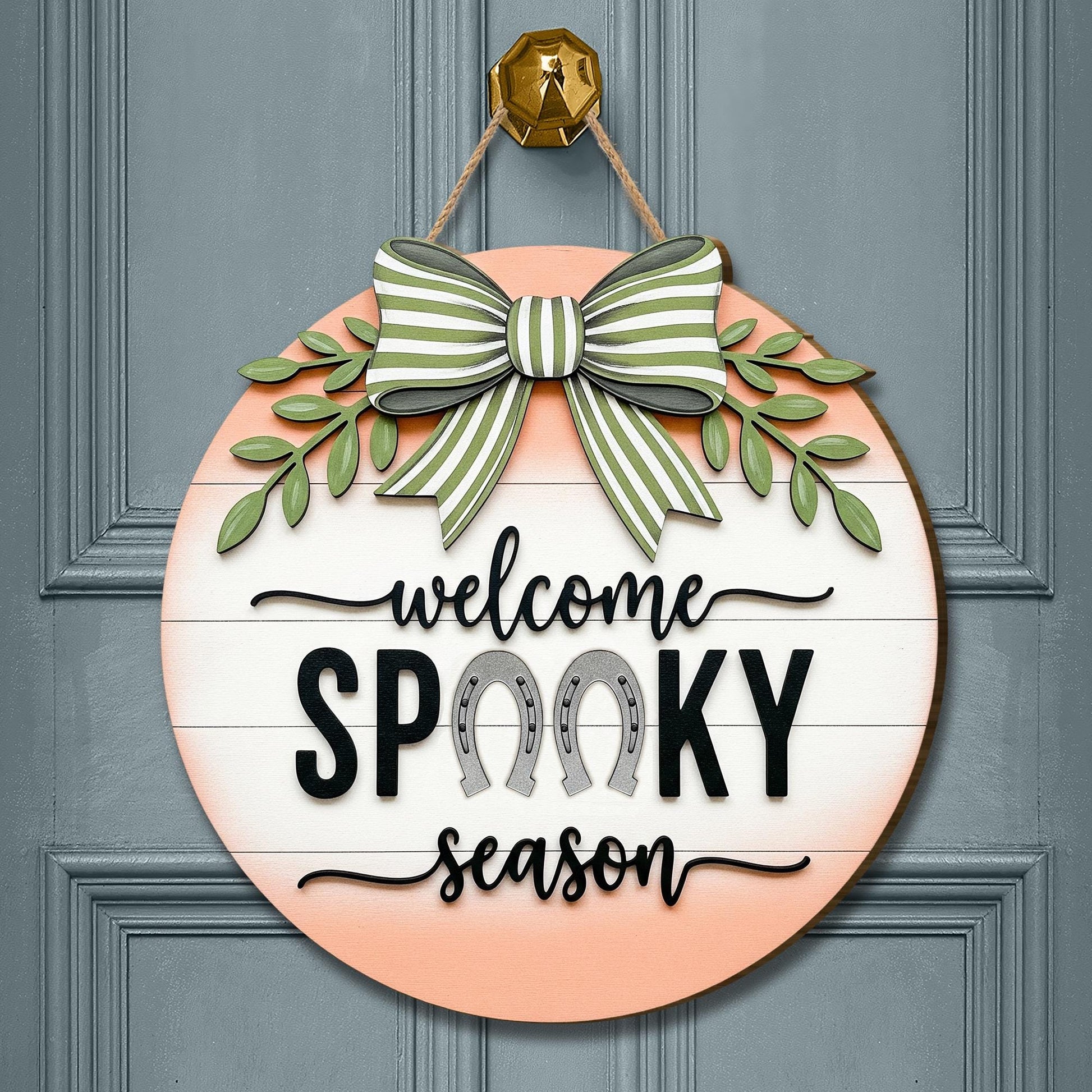 Rustic Halloween Wooden Door Sign: Spooky Season Farmhouse Decor