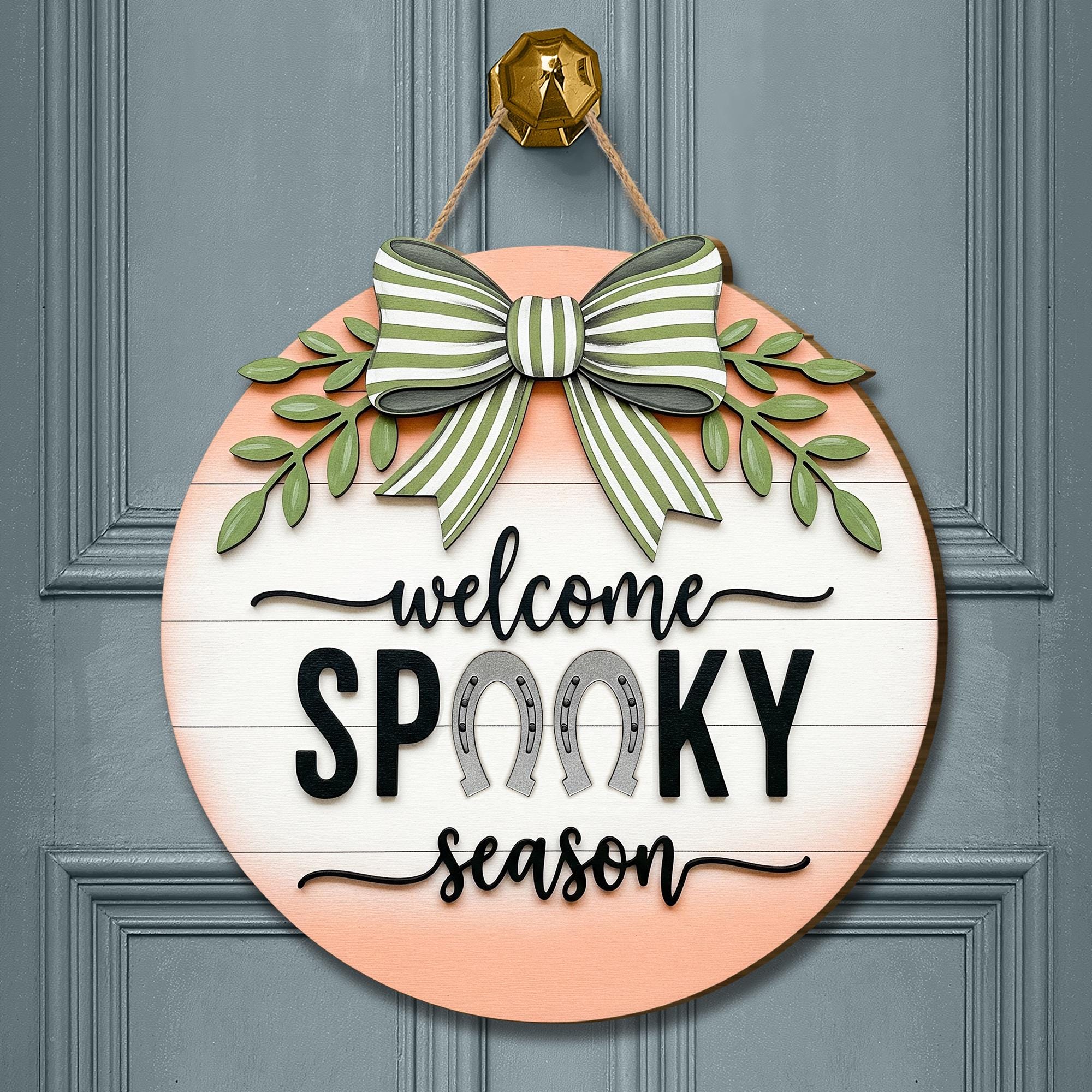Rustic Halloween Wooden Door Sign: Spooky Season Farmhouse Decor