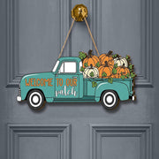 Pumpkin Truck Fall Decor, Autumn Welcome Sign, Rustic Door Hanger, Farmhouse Pumpkin Patch Decoration, Harvest Fall Wall Art