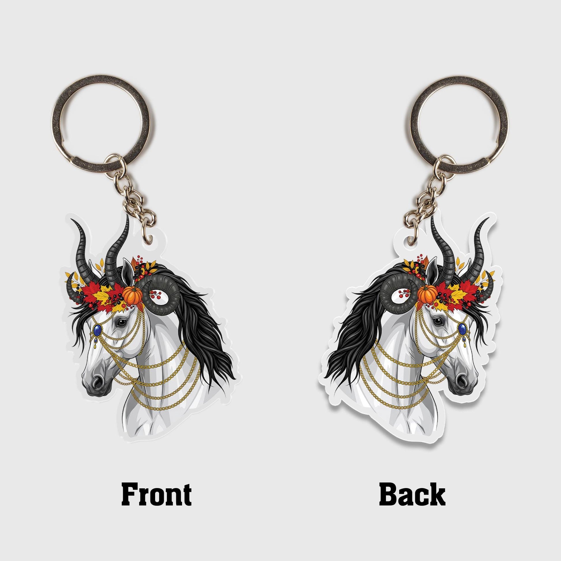 Gothic Unicorn Keychain: Acrylic Fantasy Horse Charm