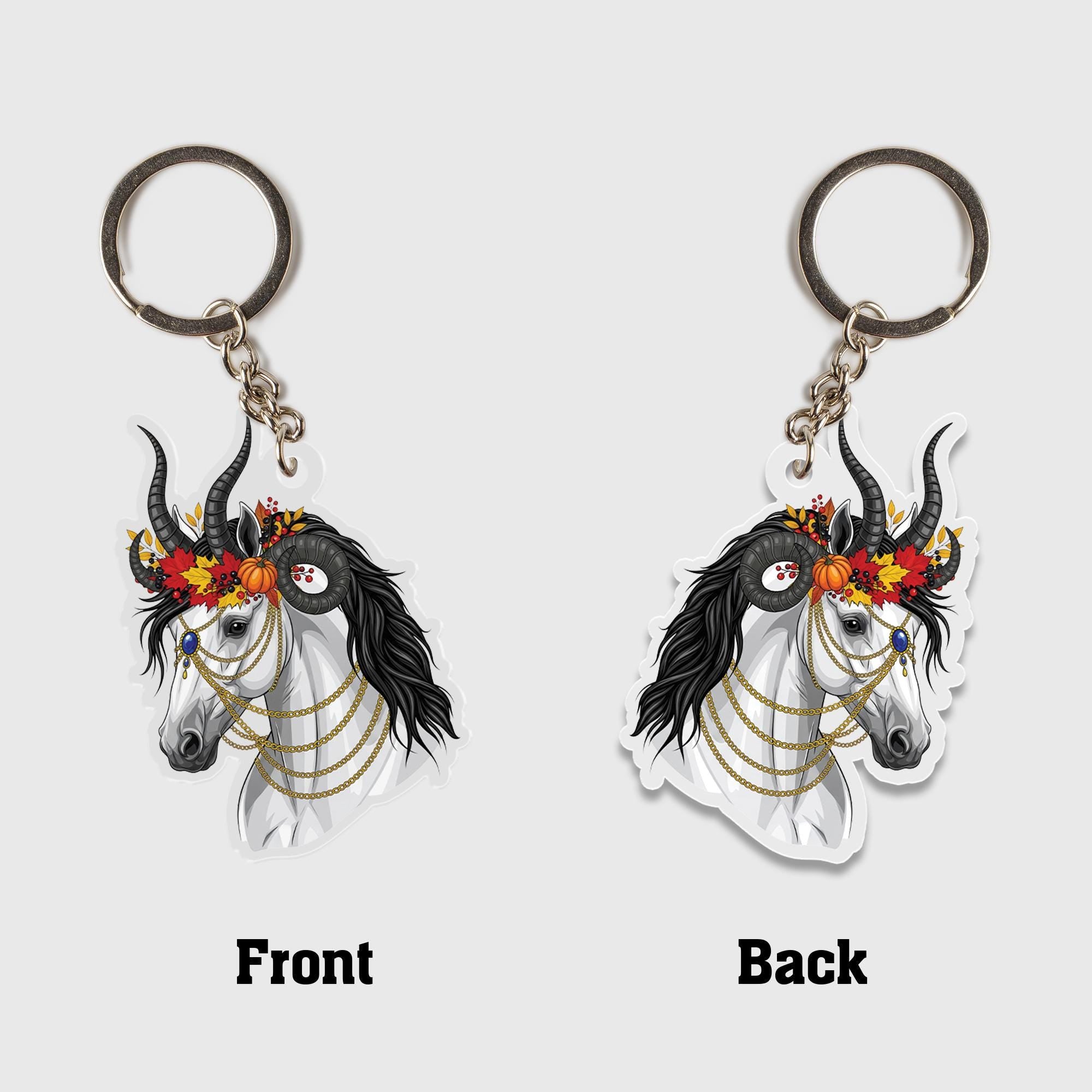 Gothic Unicorn Keychain: Acrylic Fantasy Horse Charm
